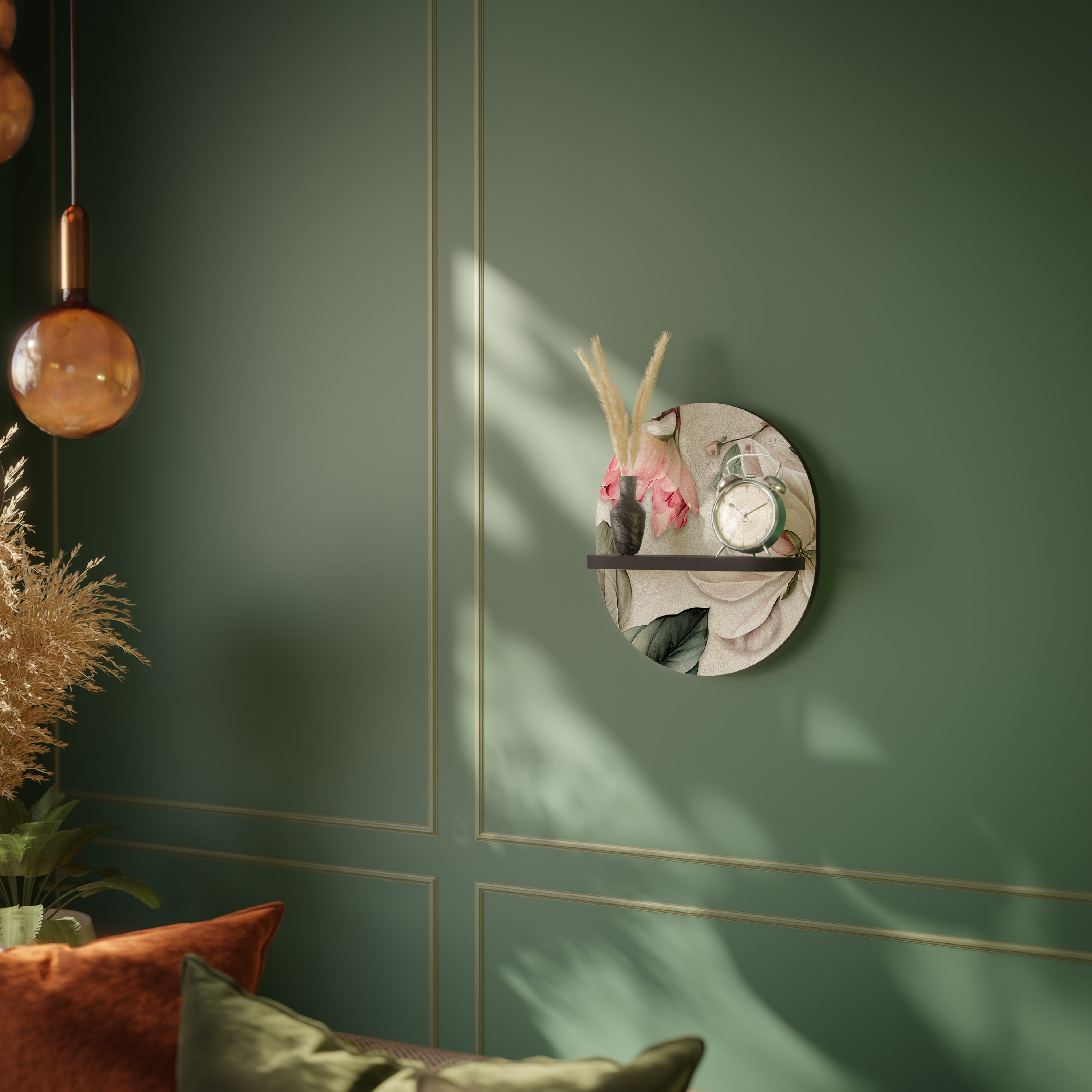 FLORAL GRACE Półka owalna Czarna