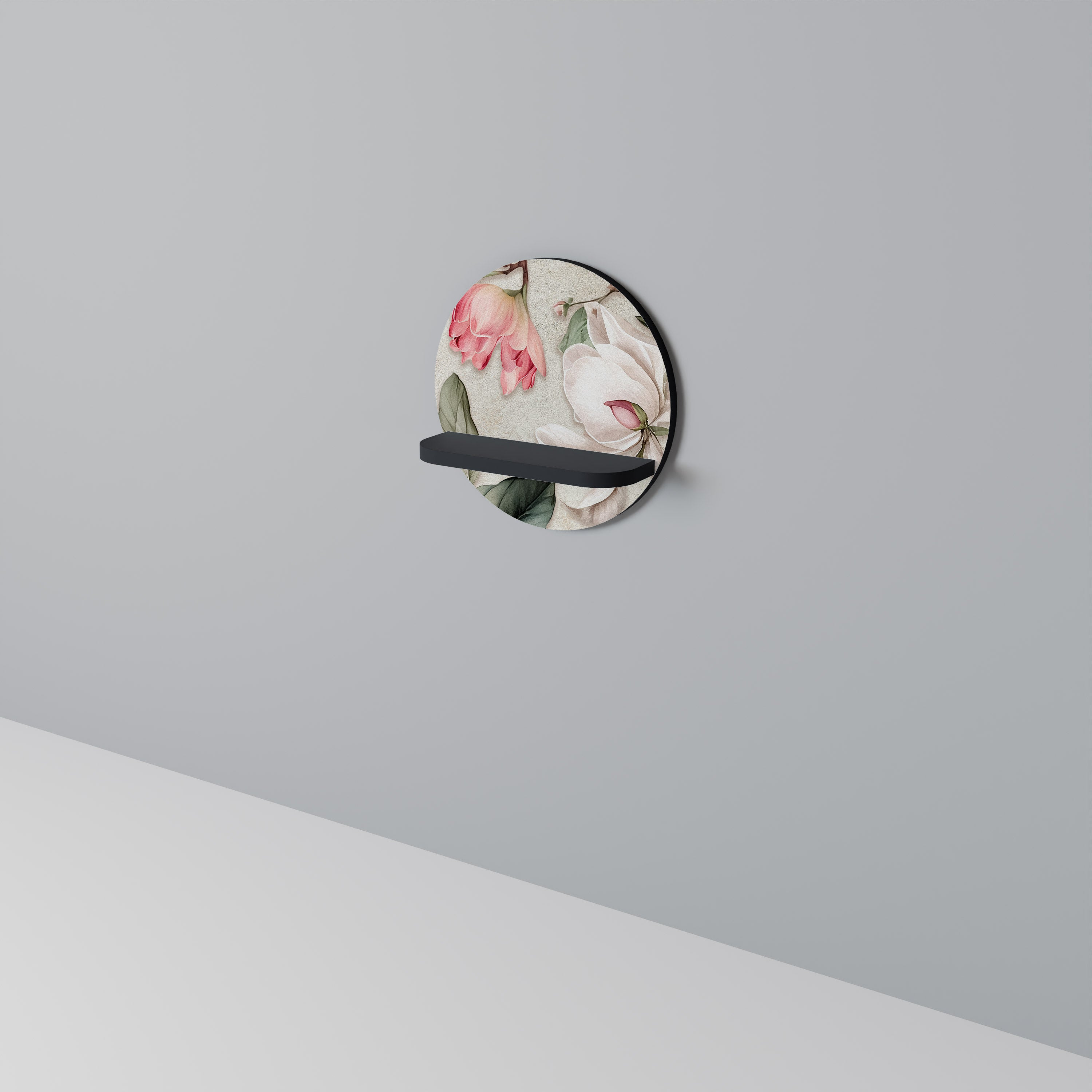 FLORAL GRACE Półka okrągła Czarna