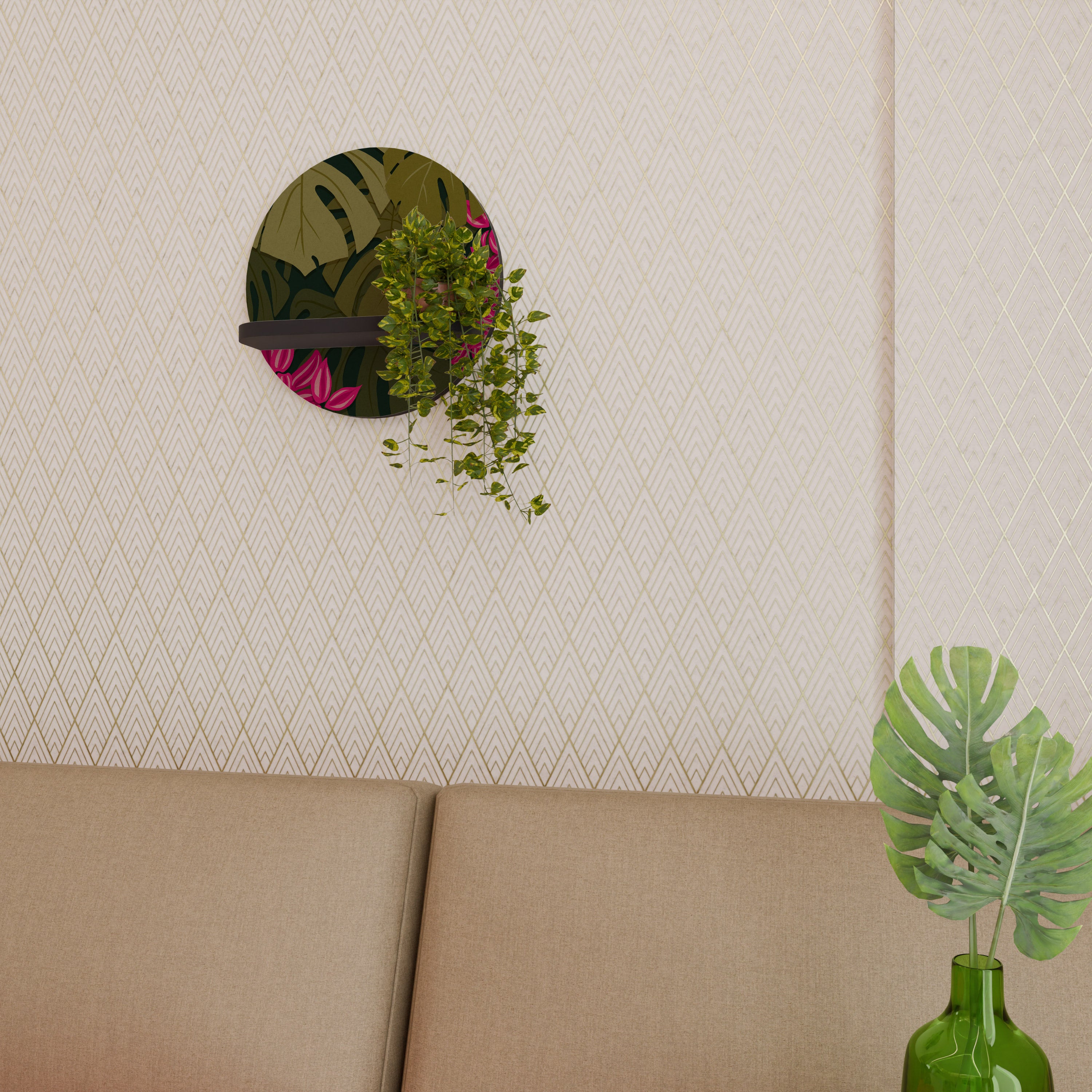 TROPICAL BEAUTY Półka okrągła Czarna