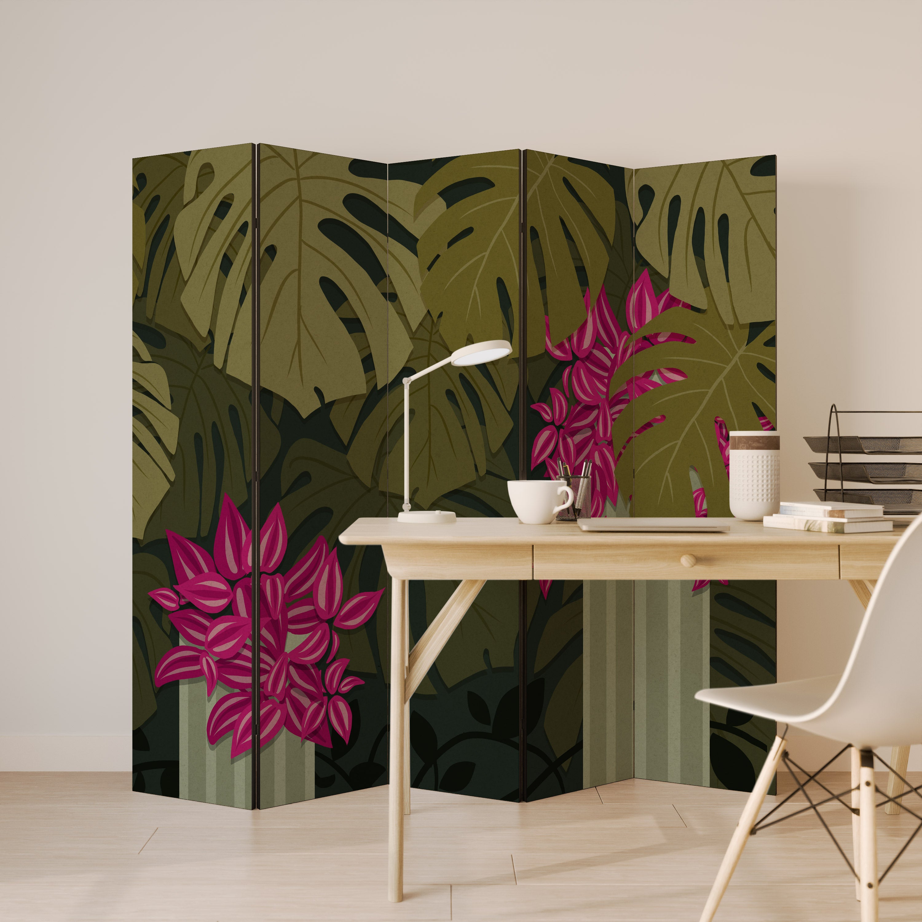 TROPICAL BEAUTY Dekoracyjny parawan 5-skrzydłowy
