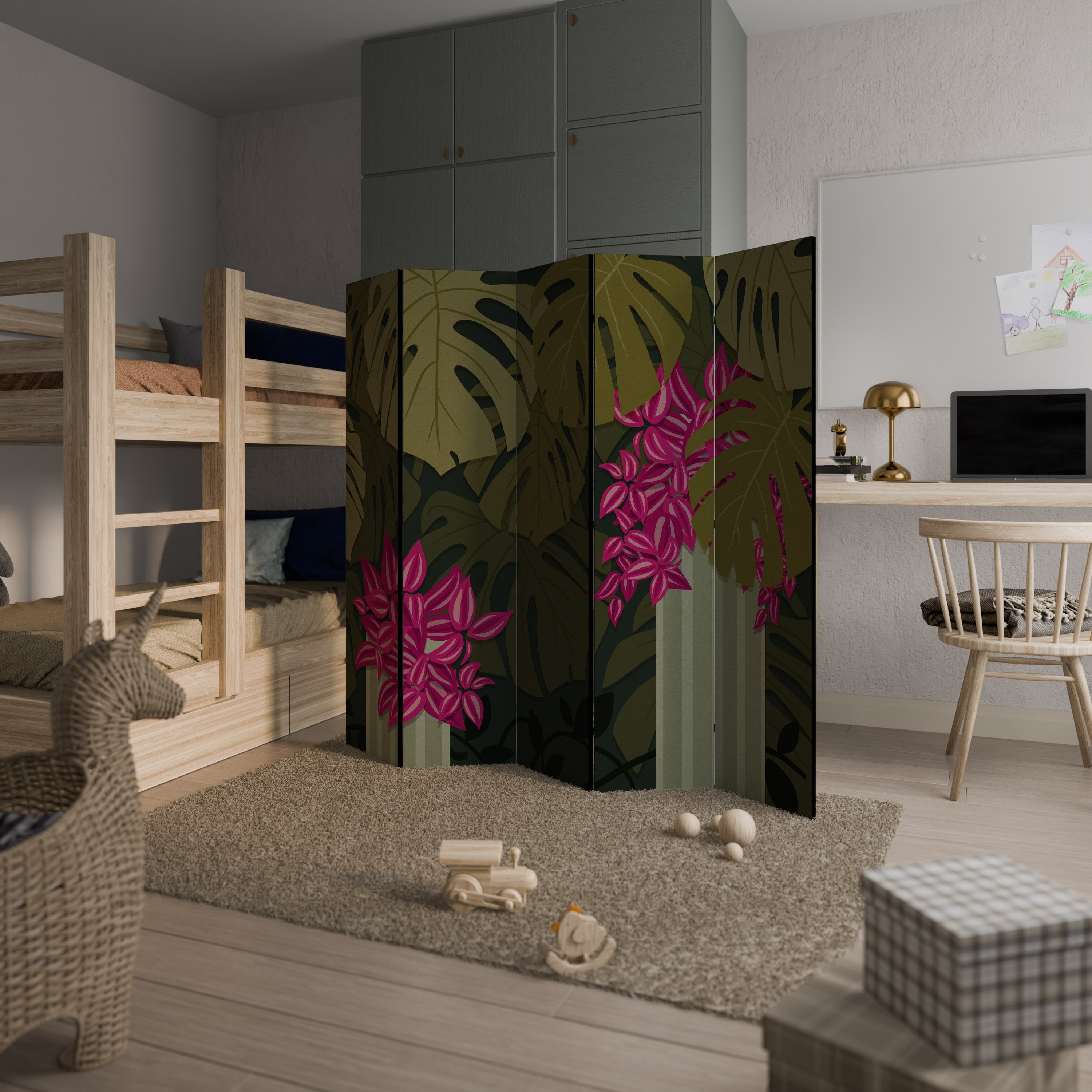 TROPICAL BEAUTY Dekoracyjny parawan 5-skrzydłowy