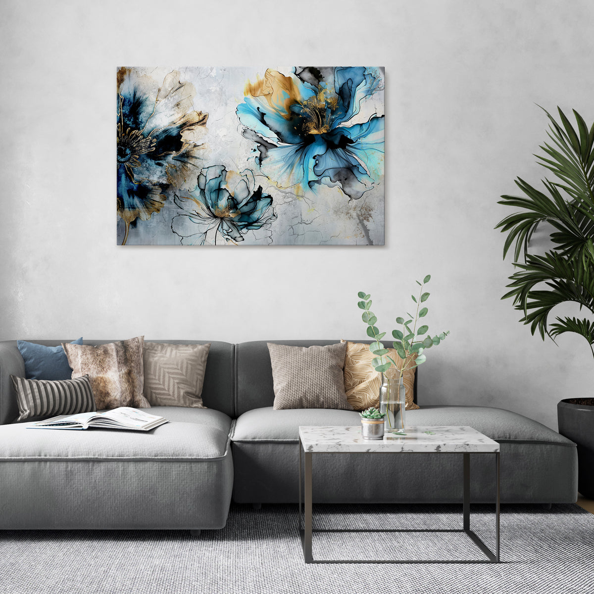 COBALT BLOSSOMS Poziomy obraz na płótnie