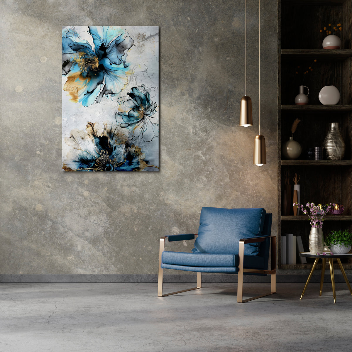 COBALT BLOSSOMS Pionowy obraz na płótnie
