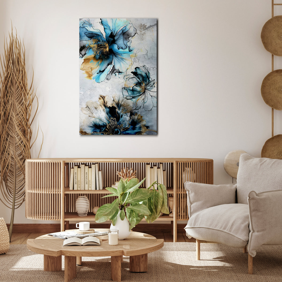 COBALT BLOSSOMS Pionowy obraz na płótnie