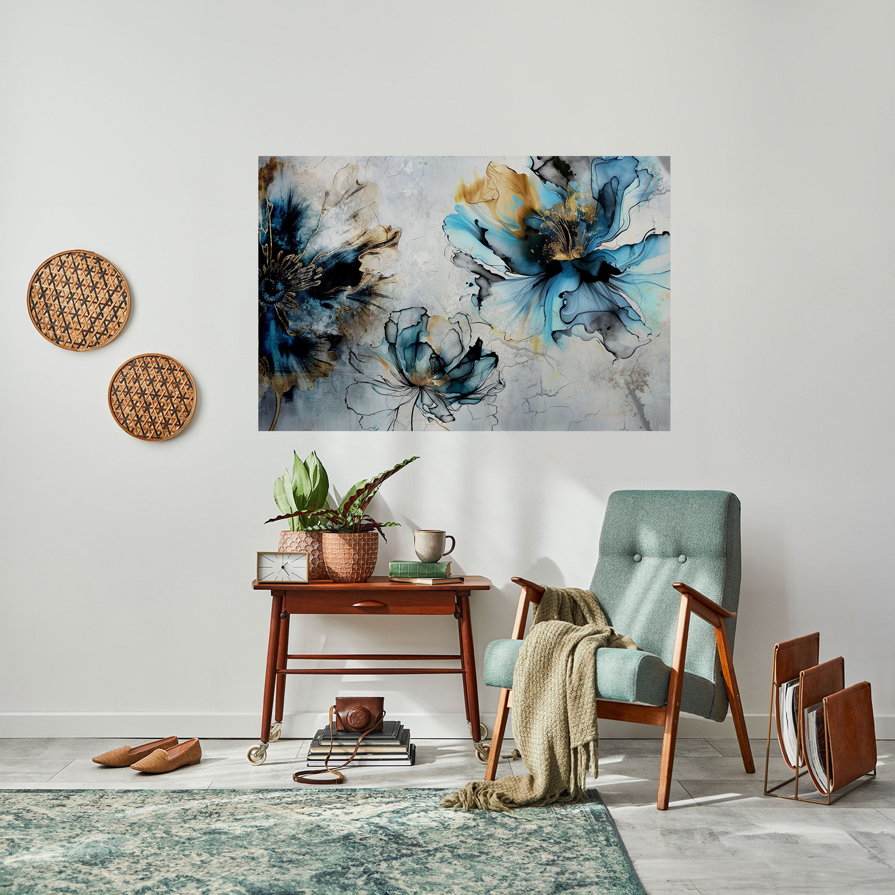 COBALT BLOSSOMS Naklejka/Plakat poziomy