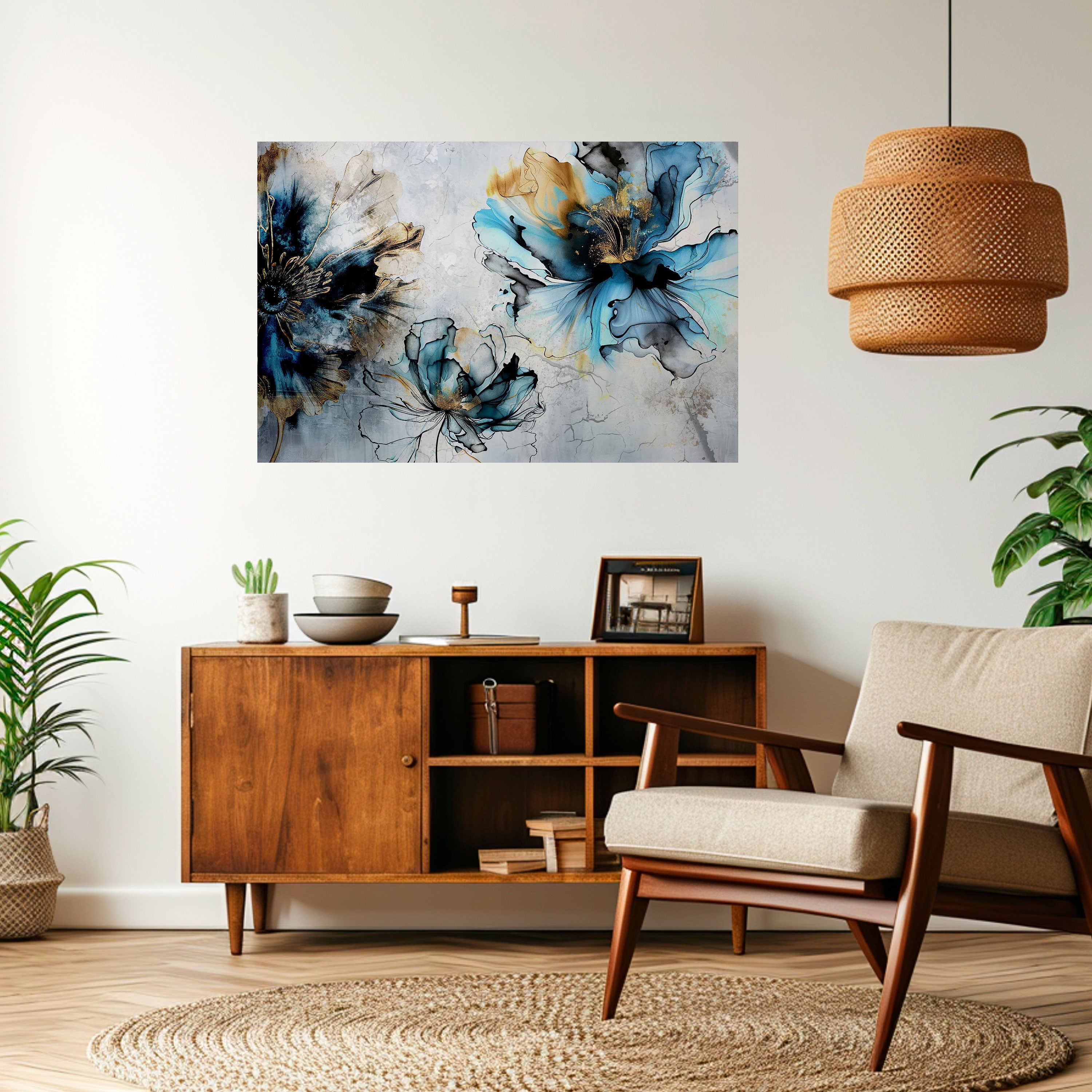 COBALT BLOSSOMS Naklejka/Plakat poziomy
