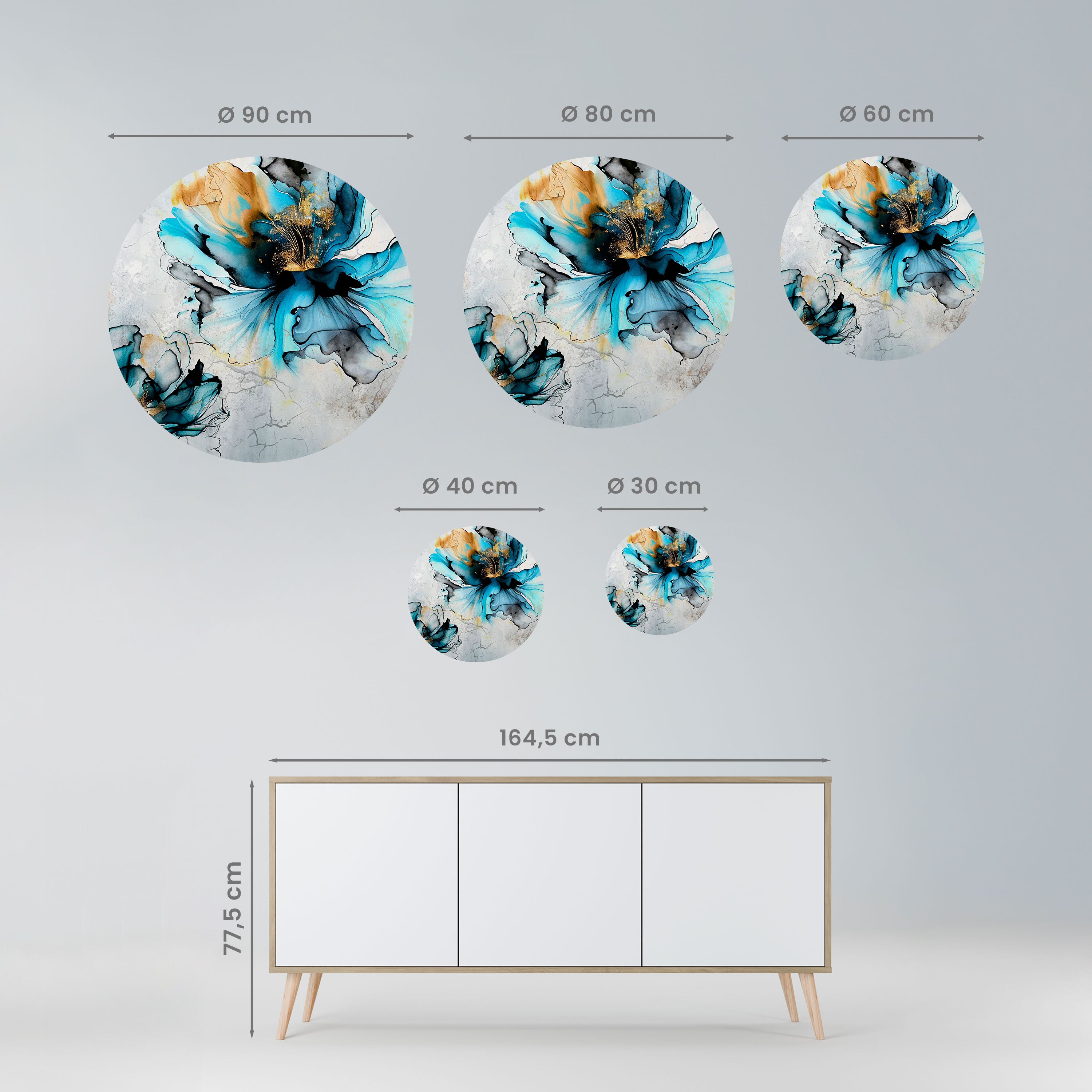 COBALT BLOSSOMS Naklejka okrągła