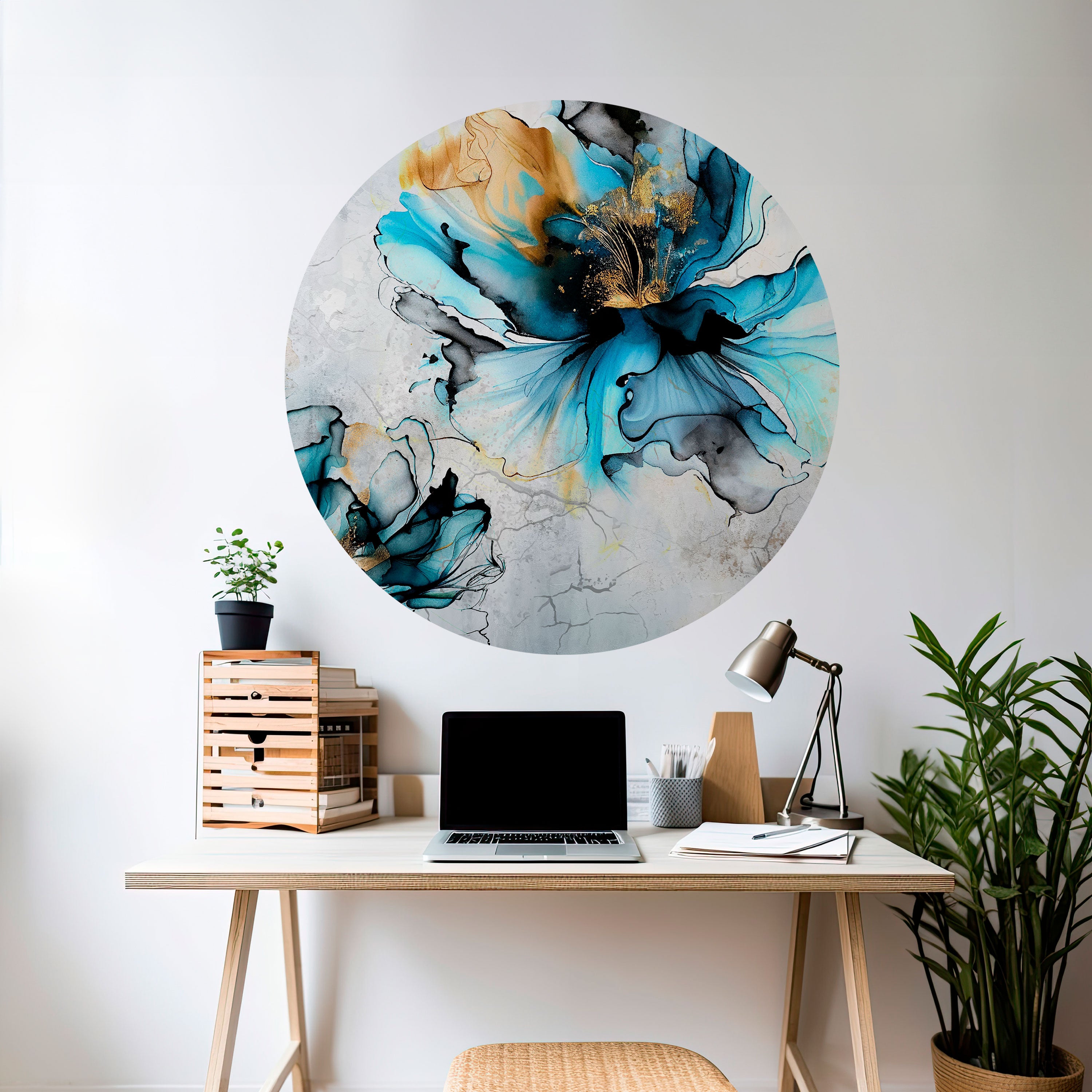 COBALT BLOSSOMS Naklejka okrągła