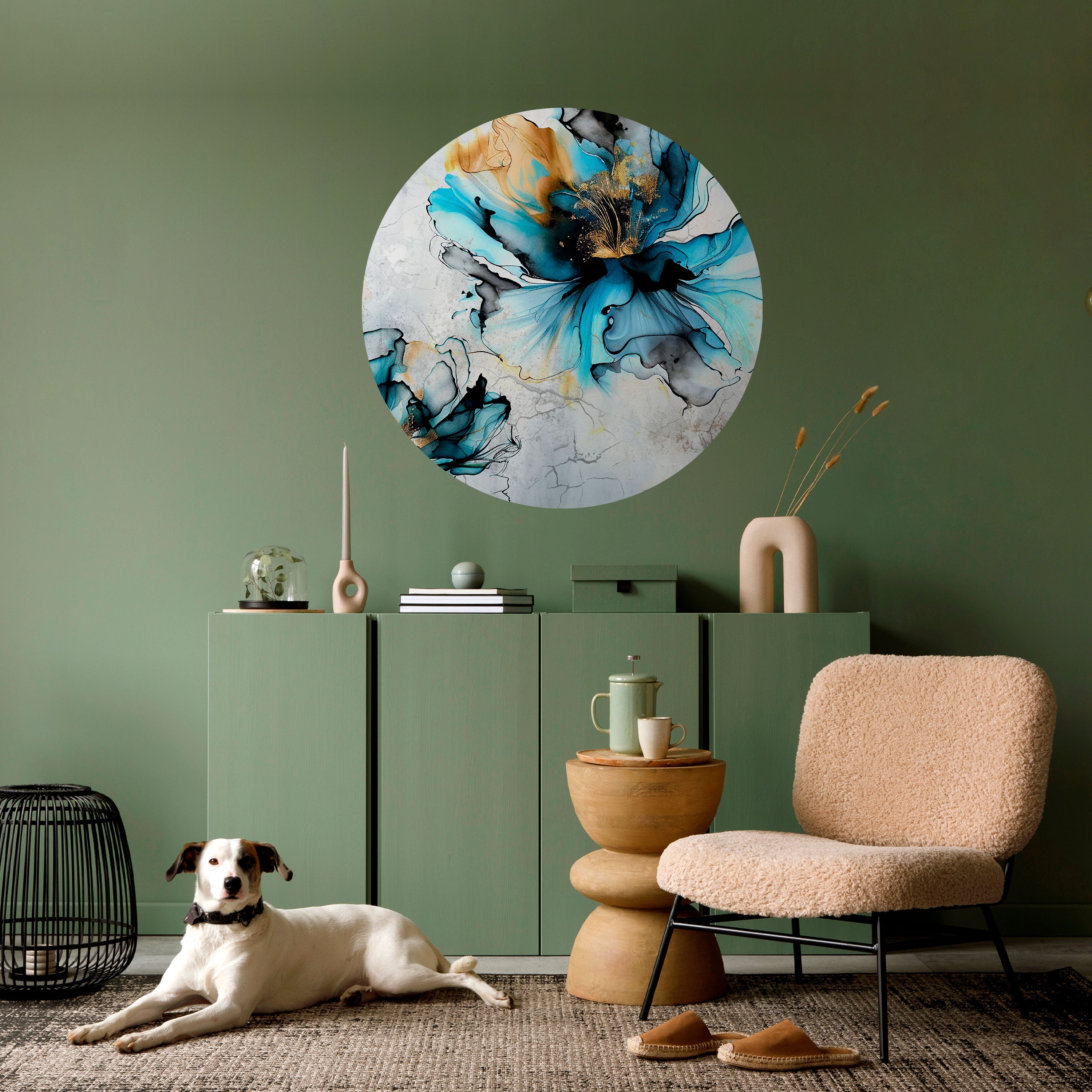 COBALT BLOSSOMS Naklejka okrągła