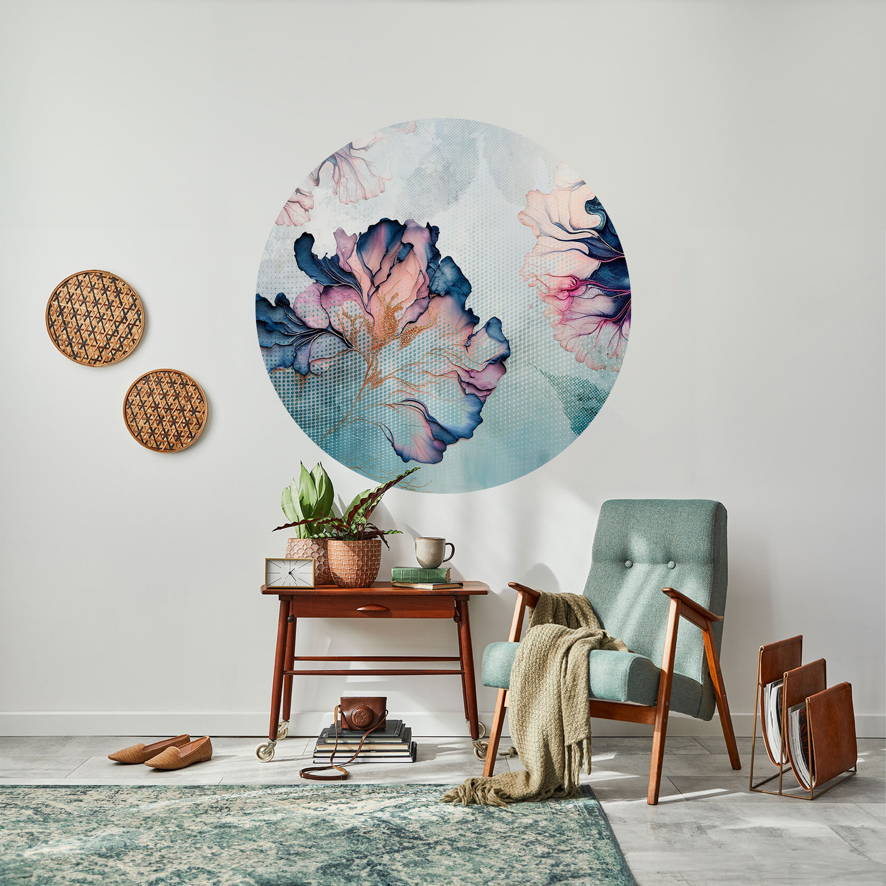 ICY BLOSSOMS Naklejka okrągła