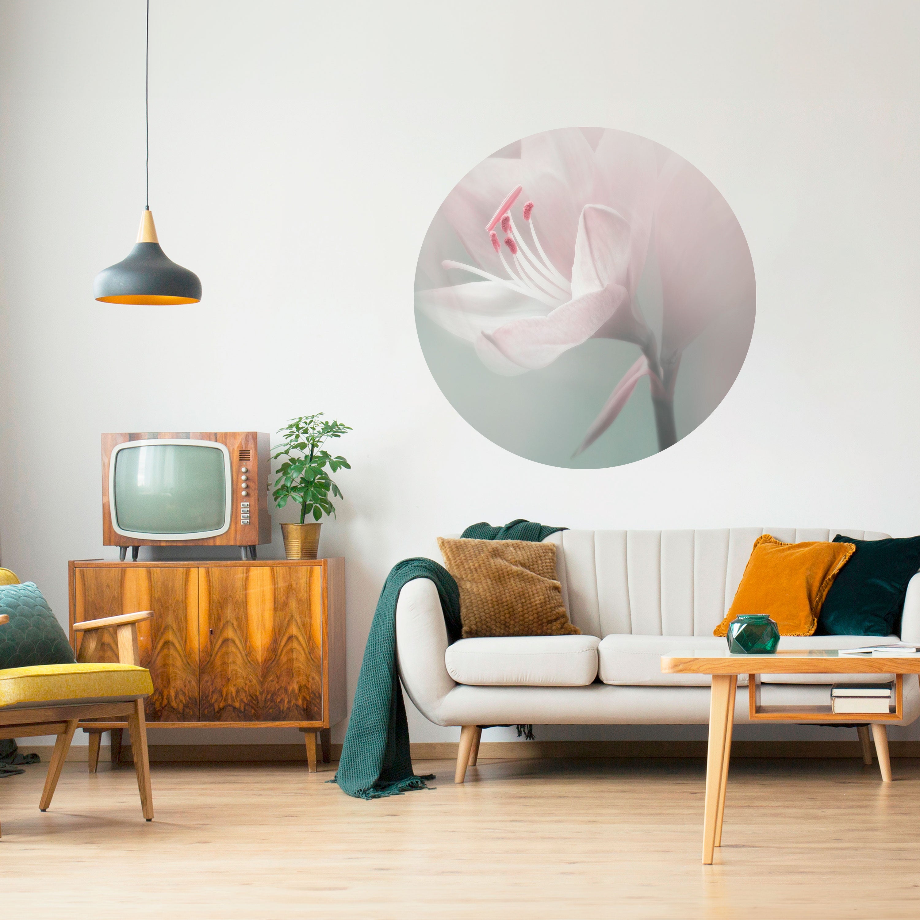 GENTLE LILY Naklejka okrągła