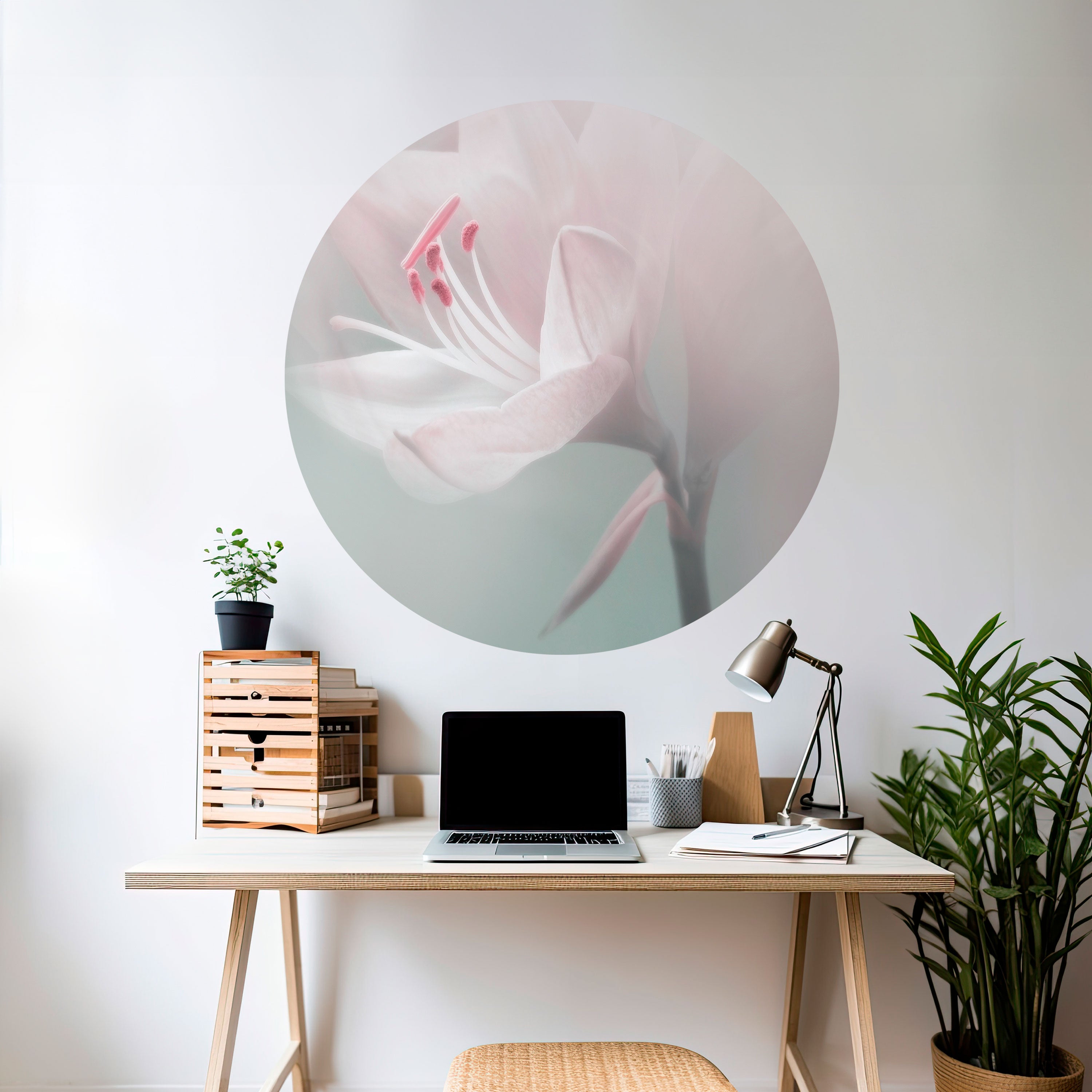 GENTLE LILY Naklejka okrągła