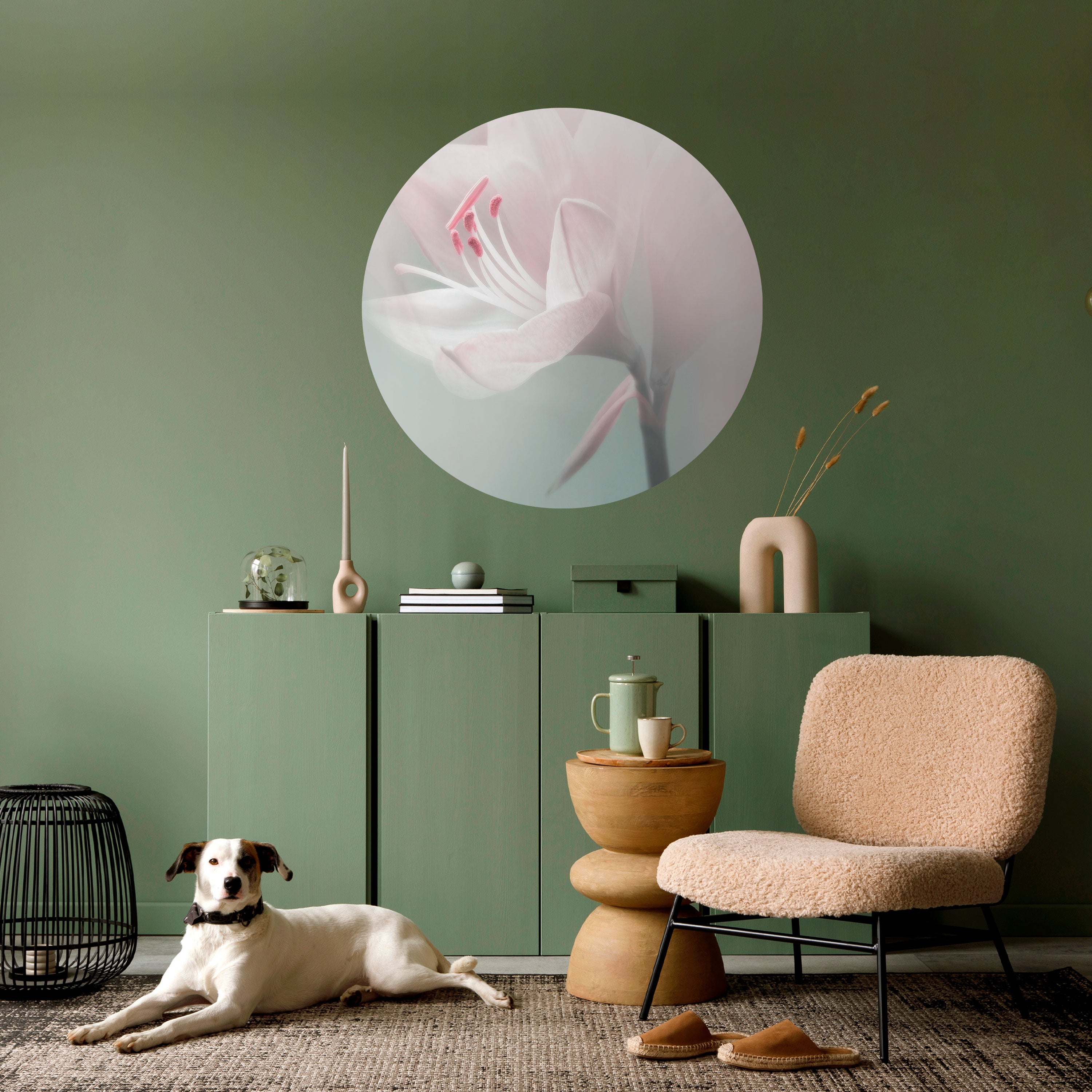 GENTLE LILY Naklejka okrągła