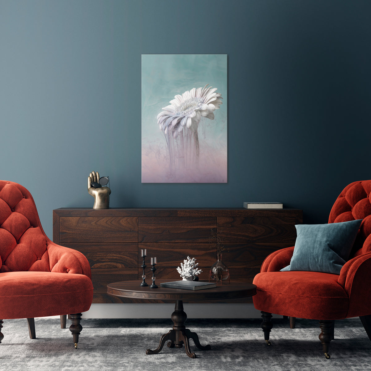 MELTING GERBERA Pionowy obraz na płótnie