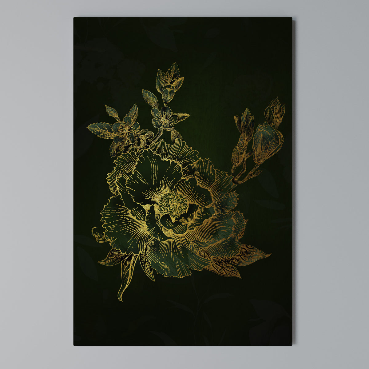MIDNIGHT FLORAL GLIMMER Pionowy obraz na płótnie