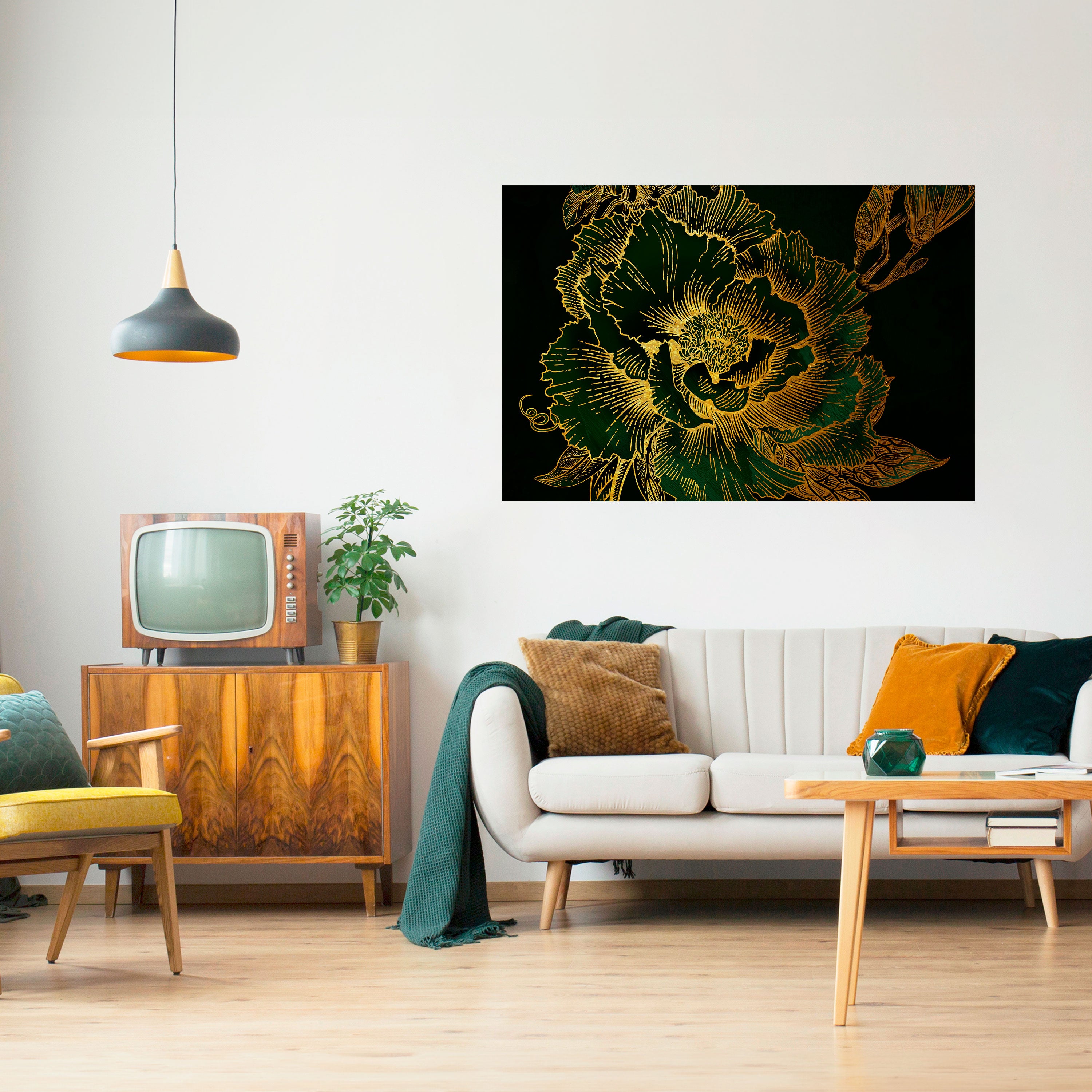 MIDNIGHT FLORAL GLIMMER Naklejka/Plakat poziomy