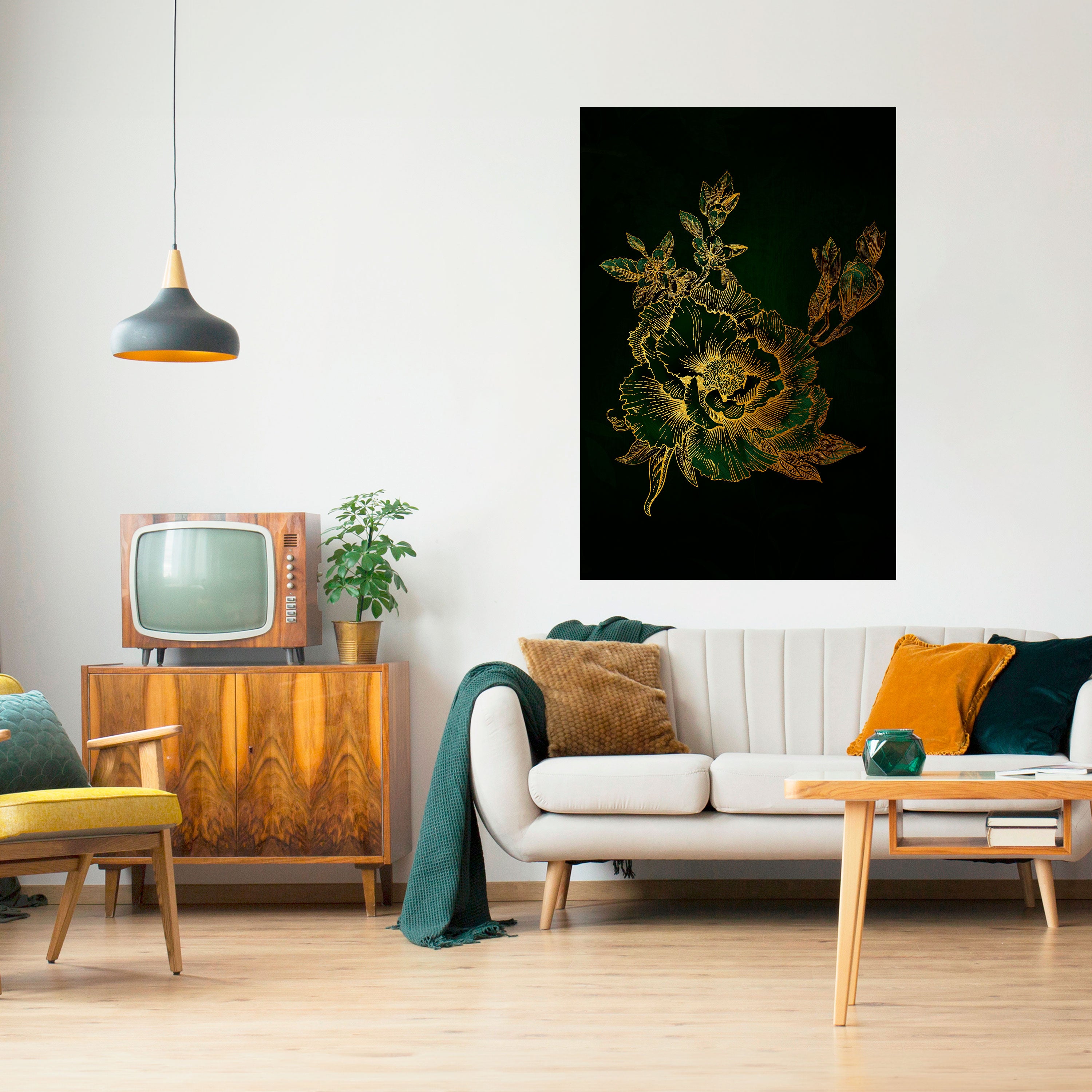 MIDNIGHT FLORAL GLIMMER Naklejka/Plakat pionowy