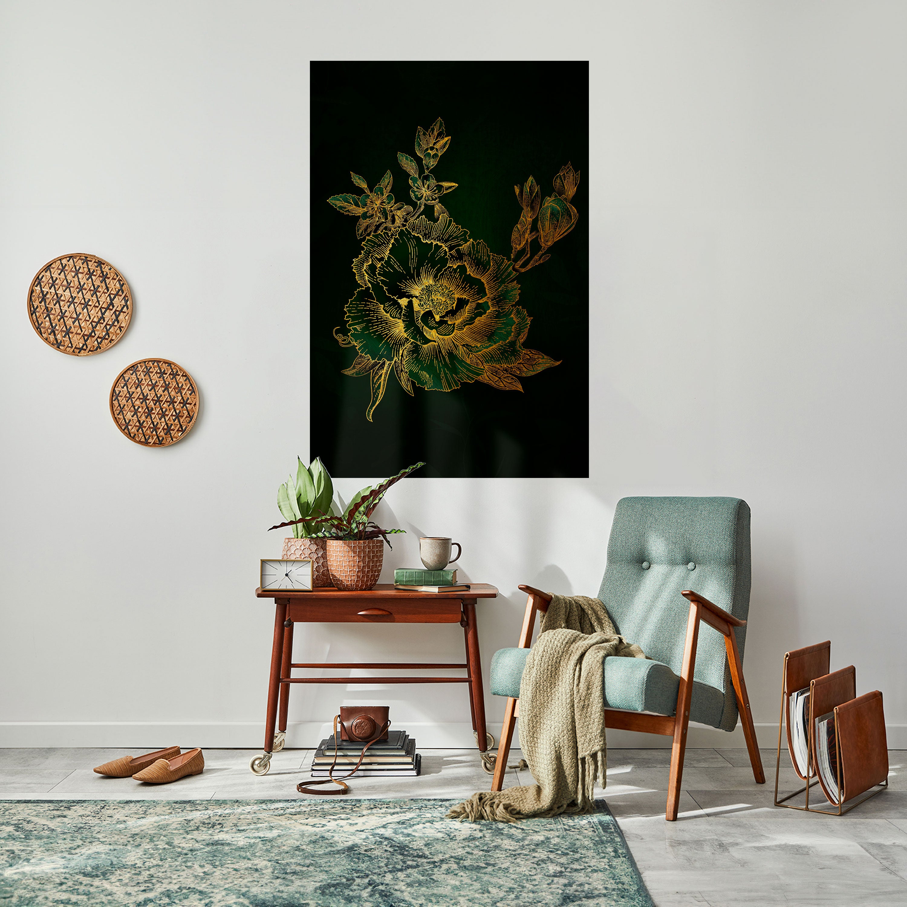 MIDNIGHT FLORAL GLIMMER Naklejka/Plakat pionowy