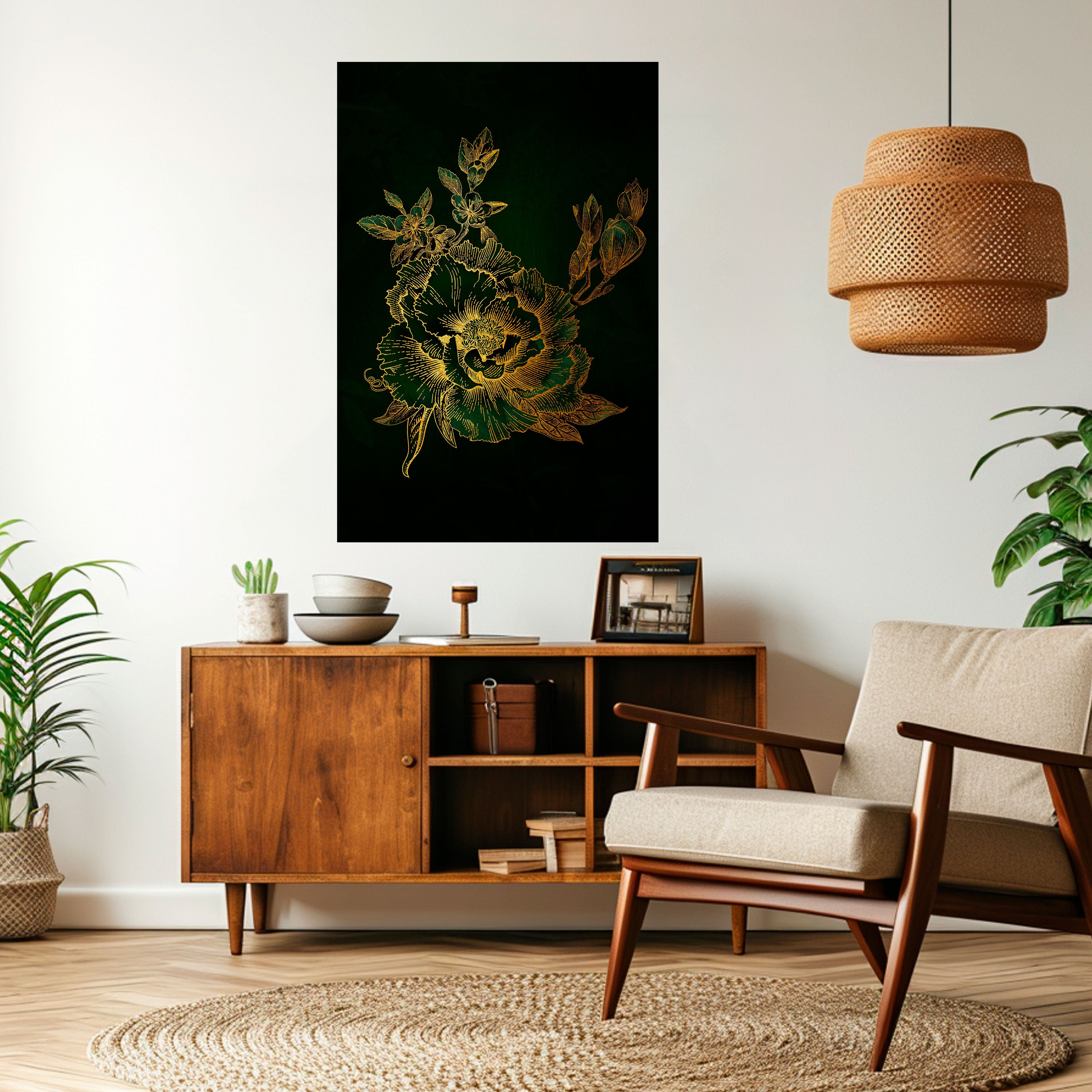 MIDNIGHT FLORAL GLIMMER Naklejka/Plakat pionowy