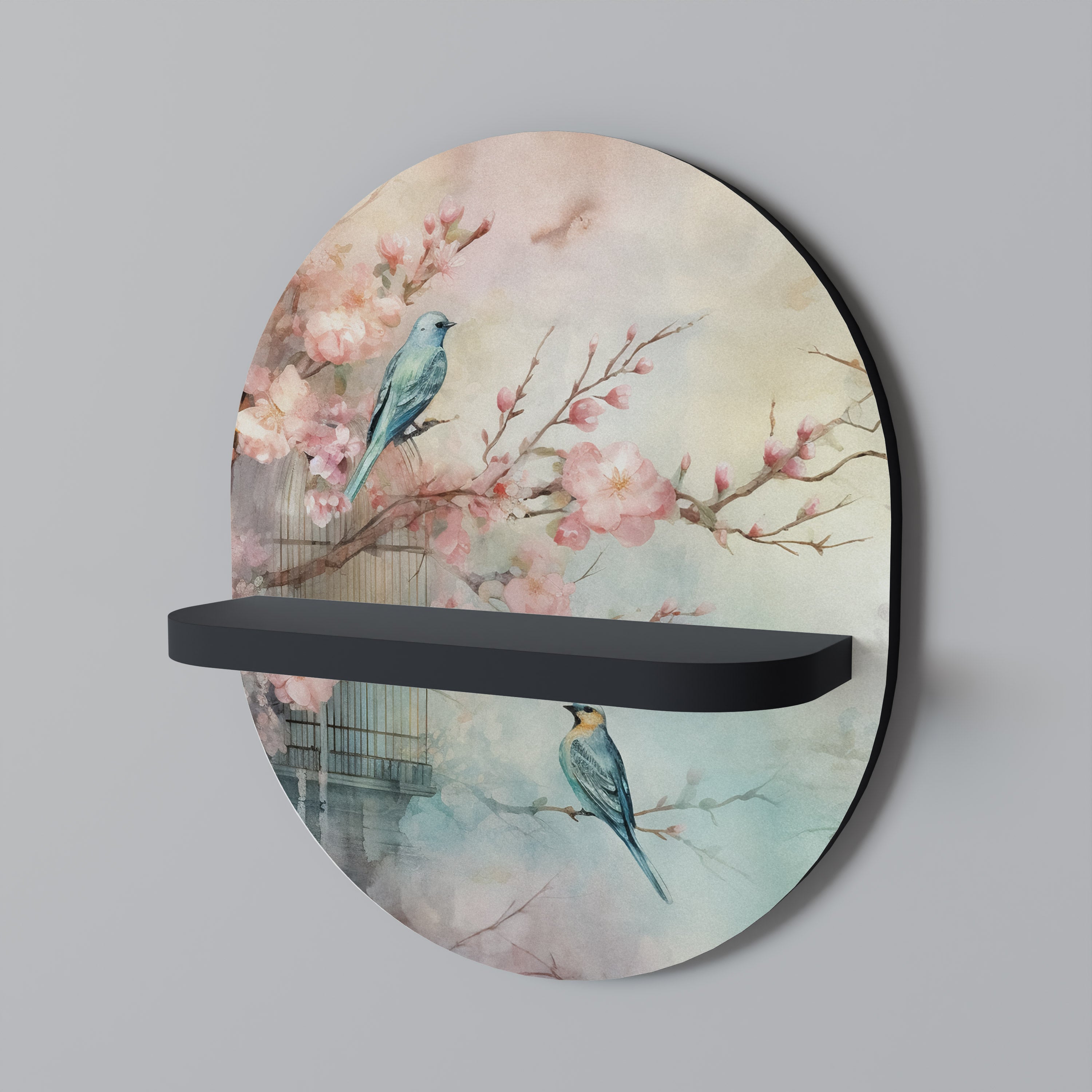 CHERRY BIRDSONG Półka owalna Czarna