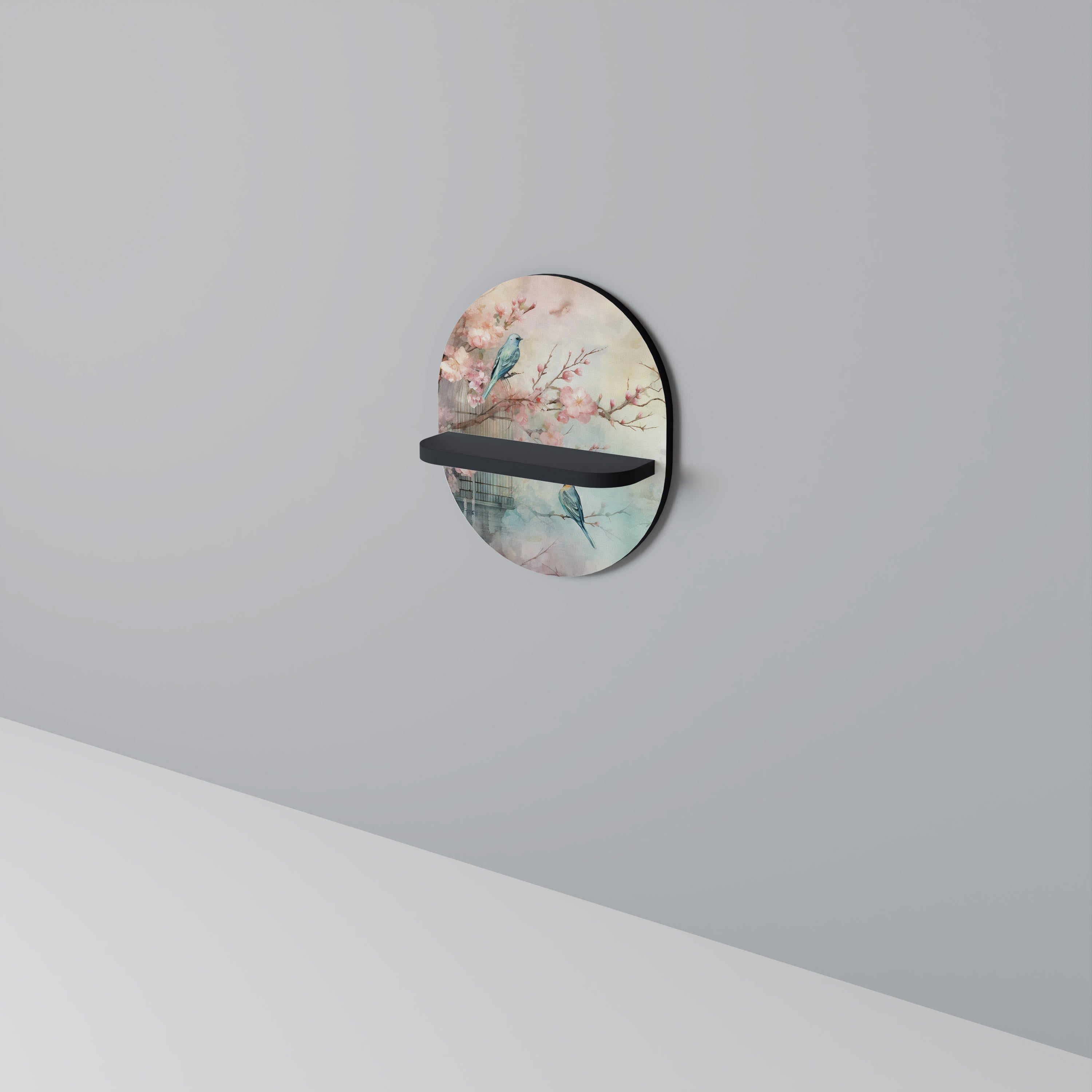 CHERRY BIRDSONG Półka owalna Czarna