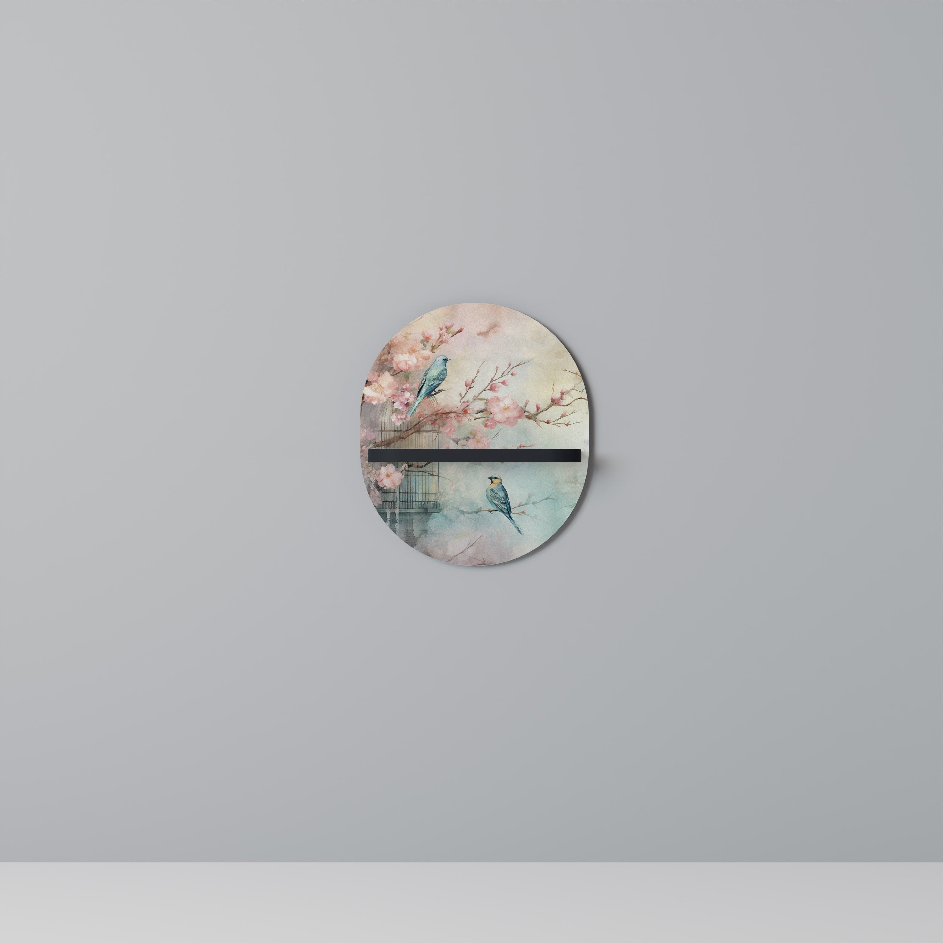 CHERRY BIRDSONG Półka owalna Czarna