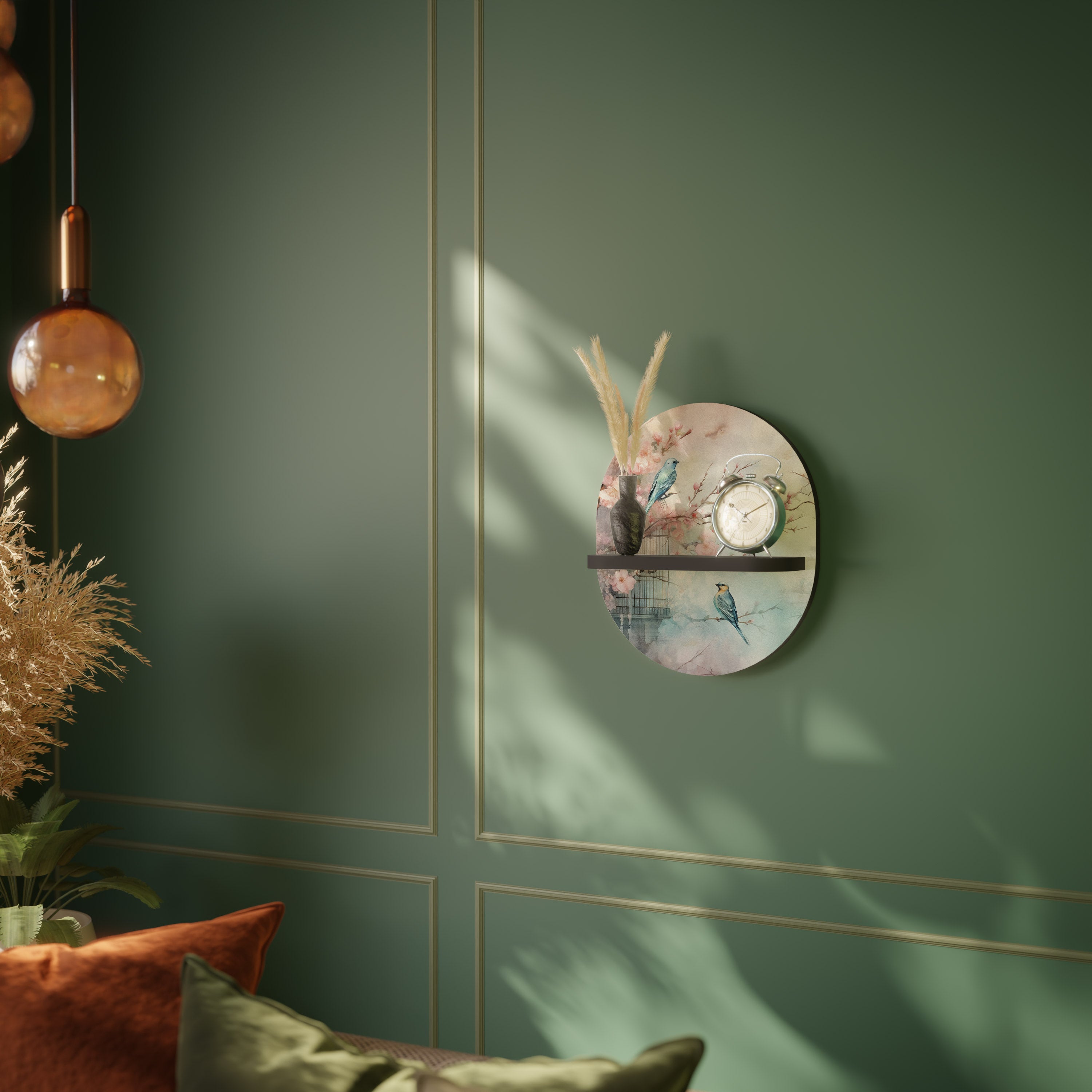 CHERRY BIRDSONG Półka owalna Czarna