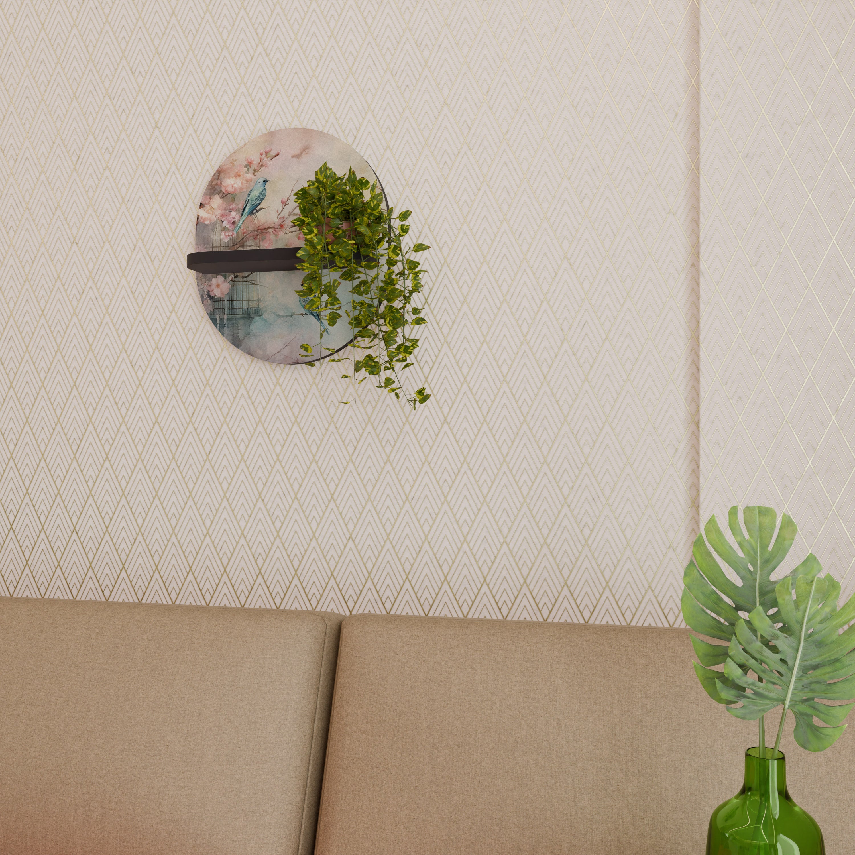 CHERRY BIRDSONG Półka owalna Czarna