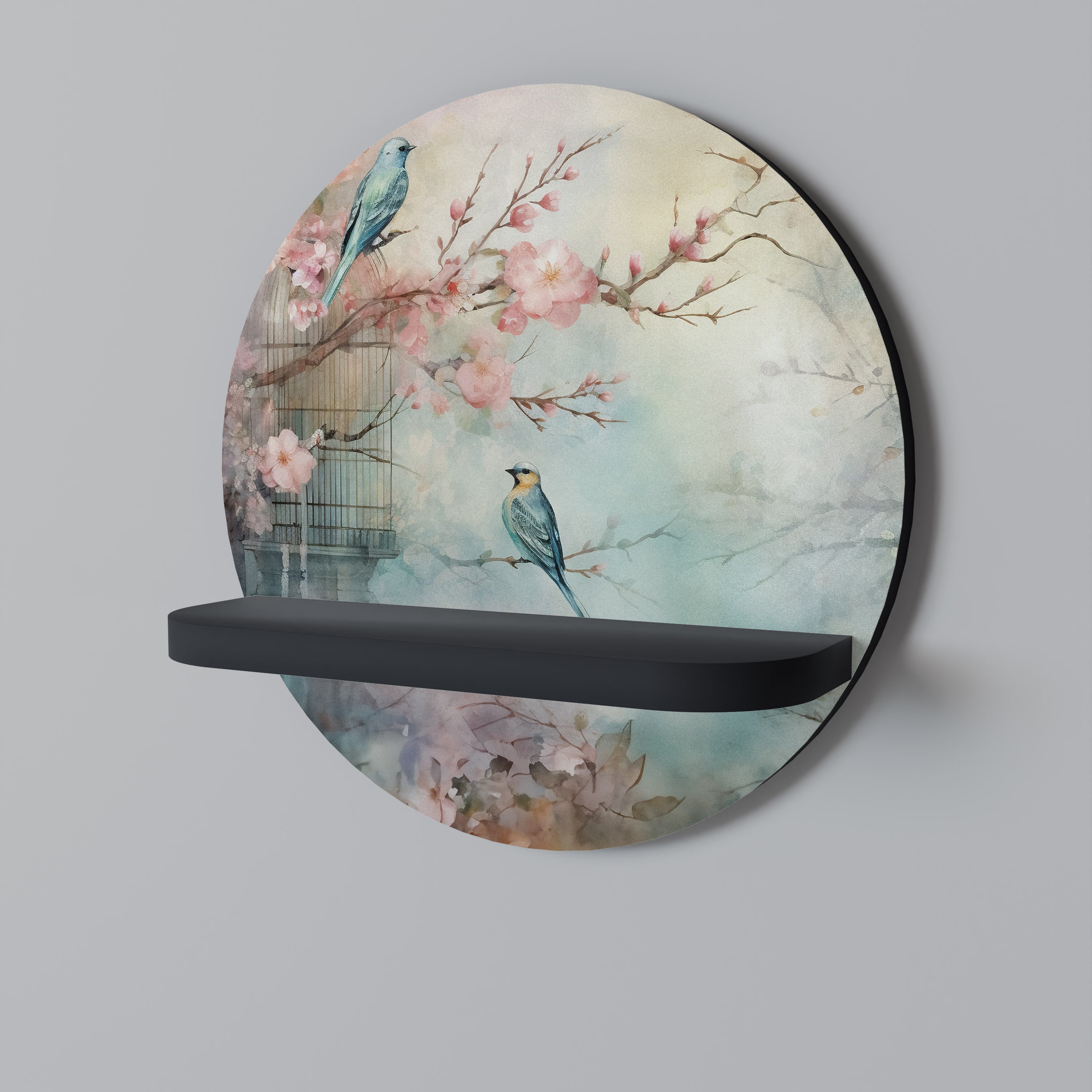 CHERRY BIRDSONG Półka okrągła Czarna