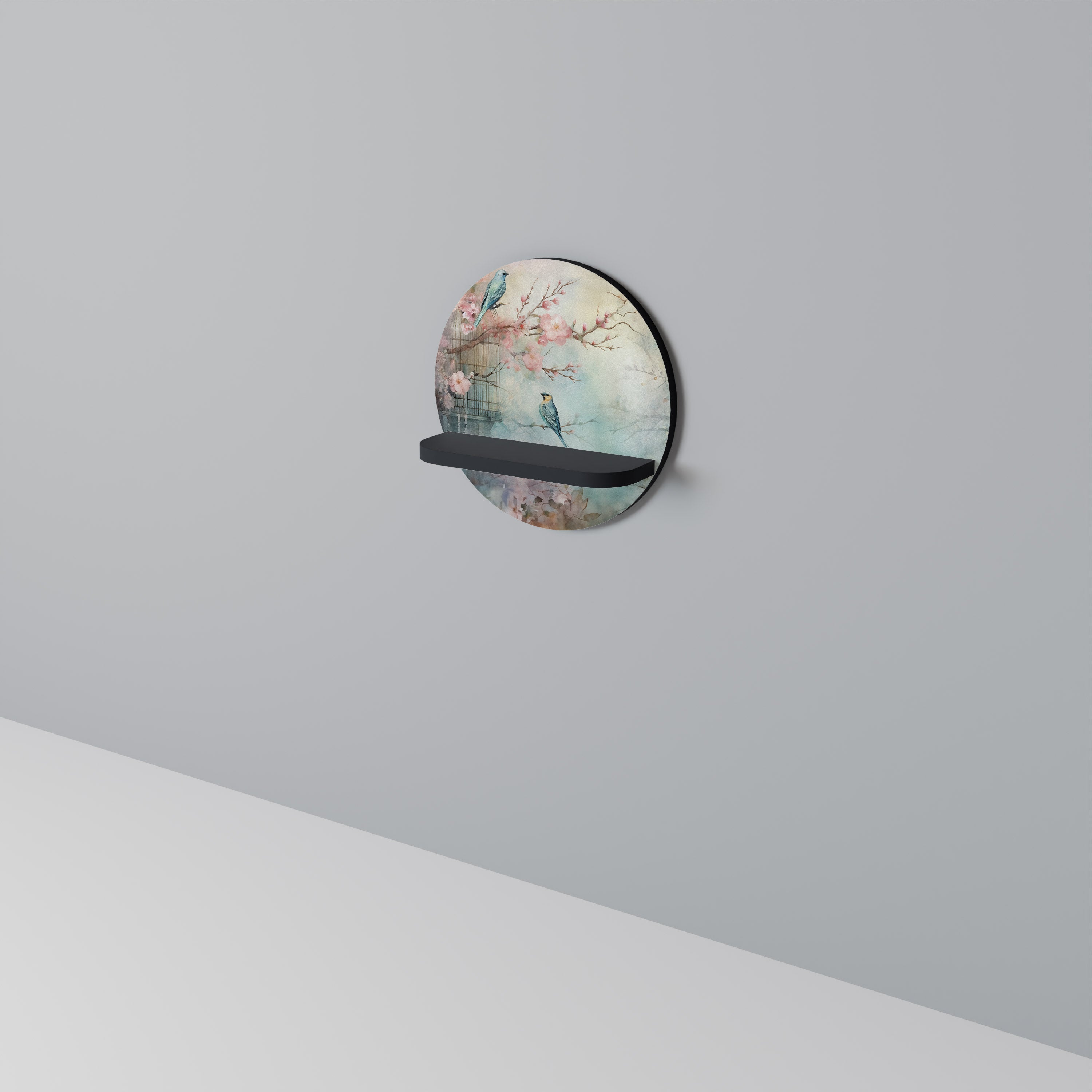 CHERRY BIRDSONG Półka okrągła Czarna