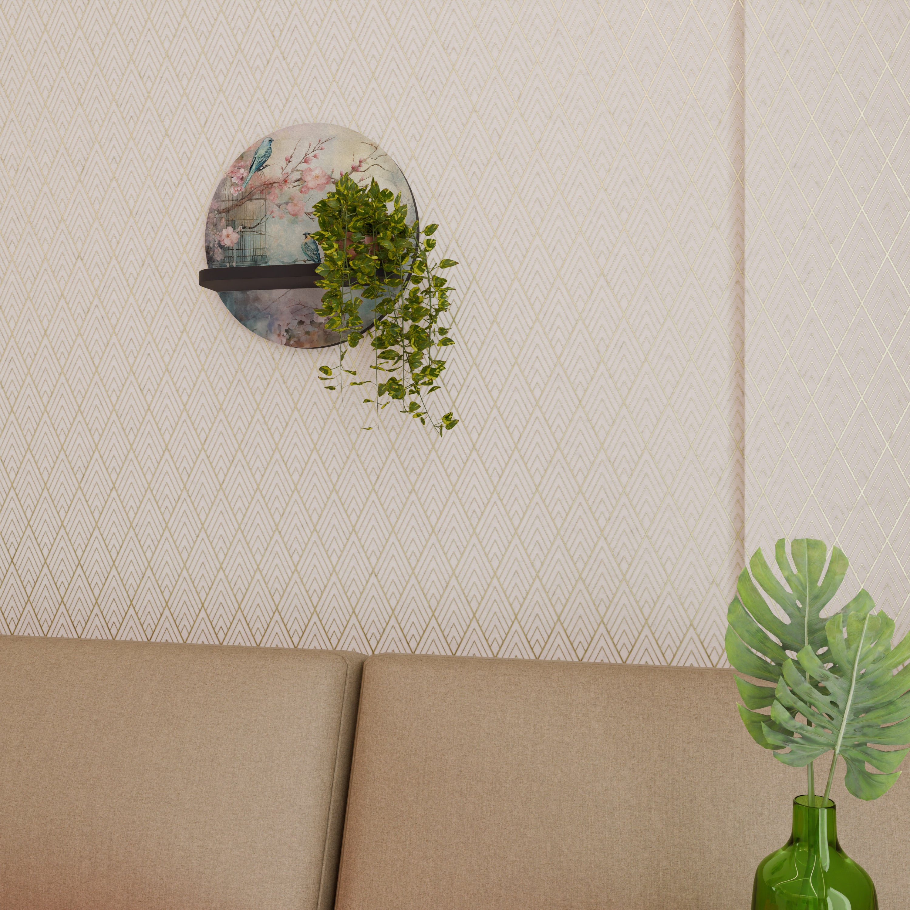 CHERRY BIRDSONG Półka okrągła Czarna