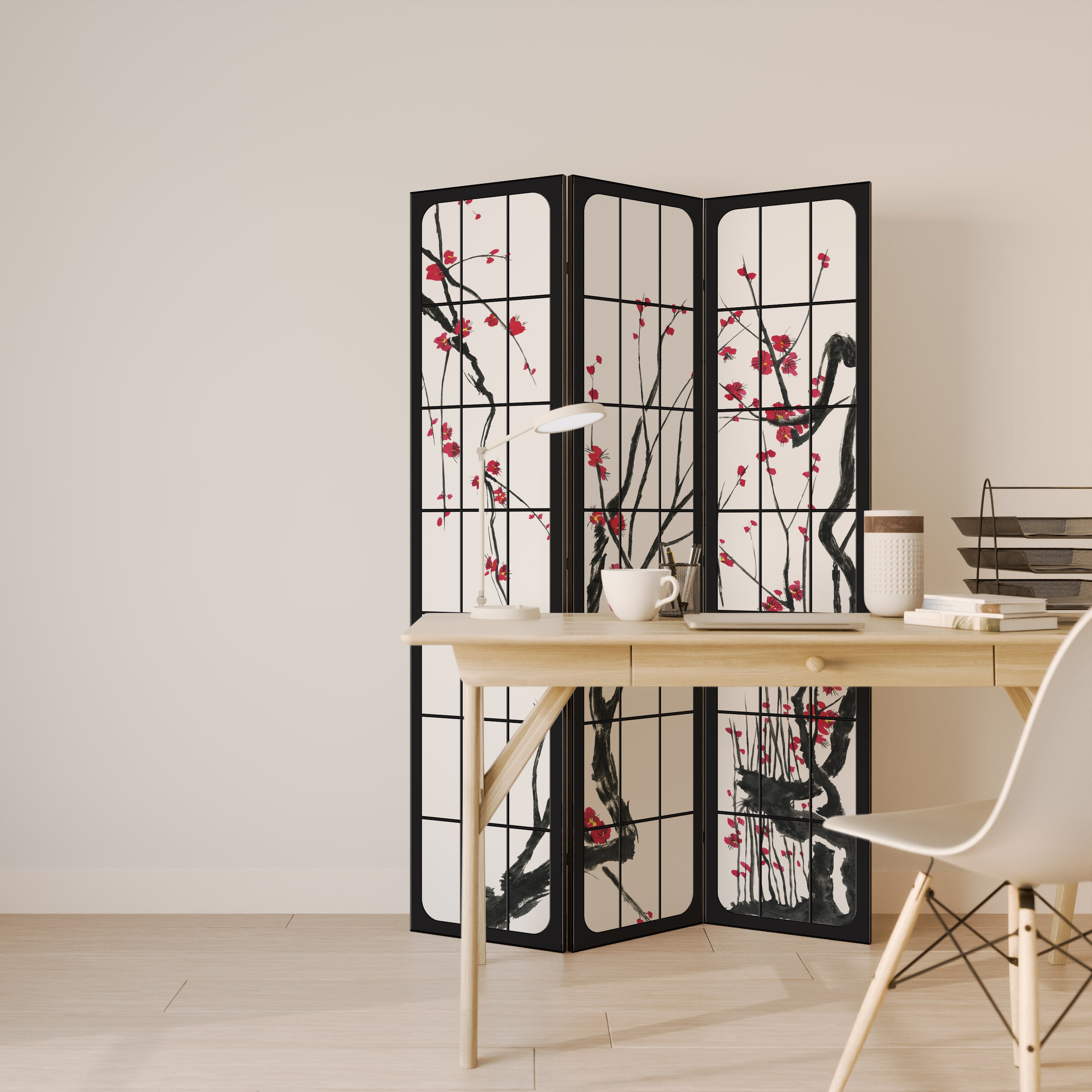 JAPANESE BLOSSOMS Dekoracyjny parawan 3-skrzydłowy