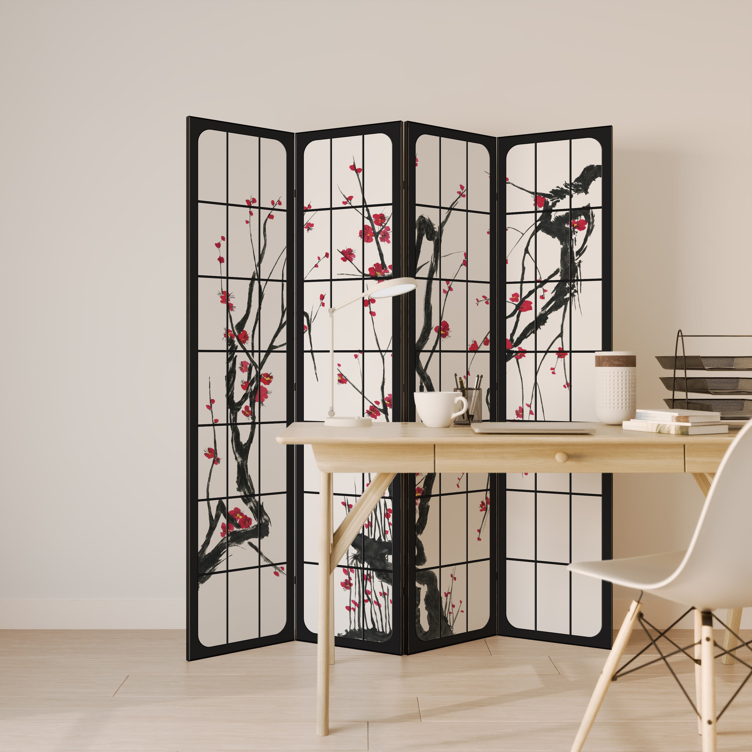 JAPANESE BLOSSOMS Dekoracyjny parawan 4-skrzydłowy