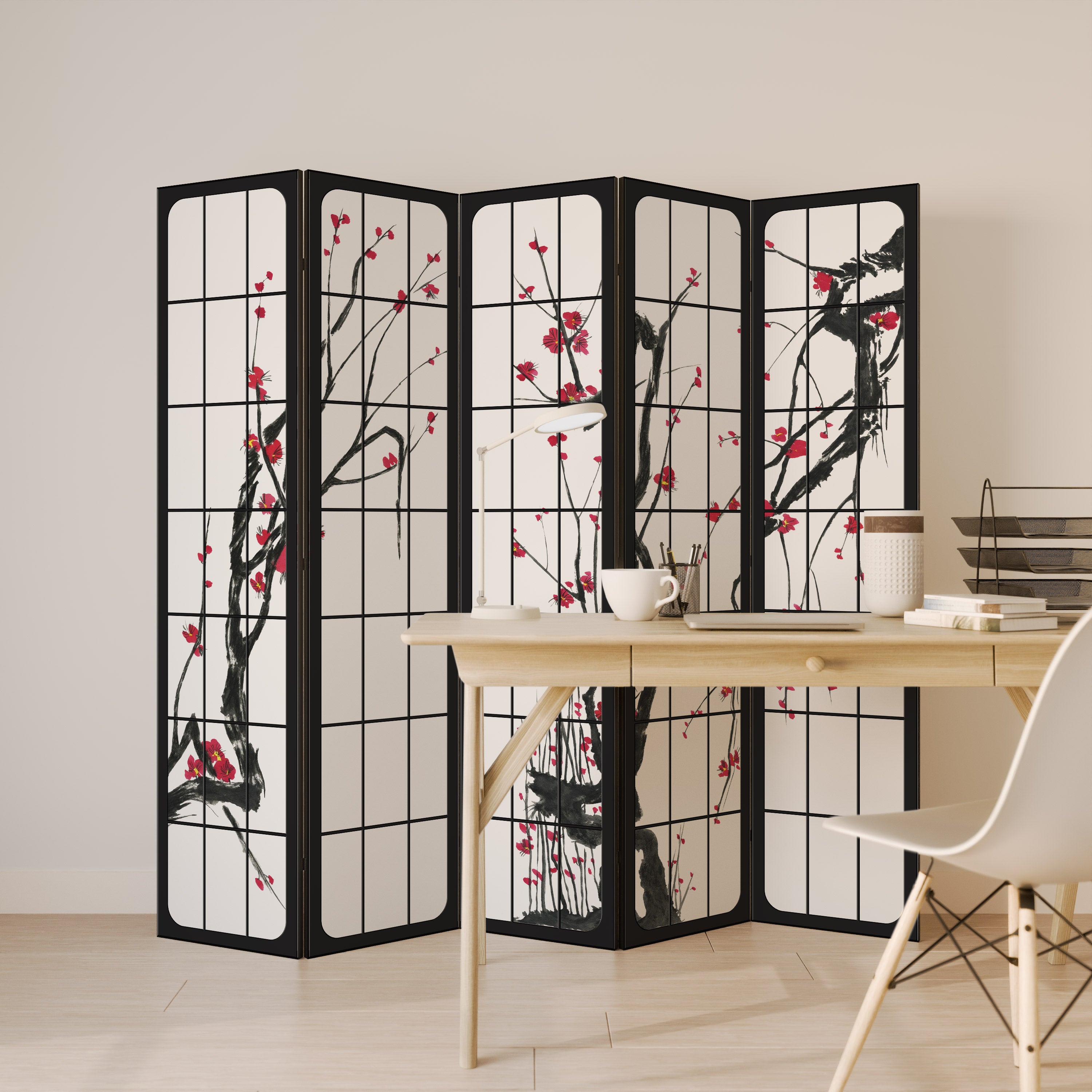JAPANESE BLOSSOMS Dekoracyjny parawan 5-skrzydłowy