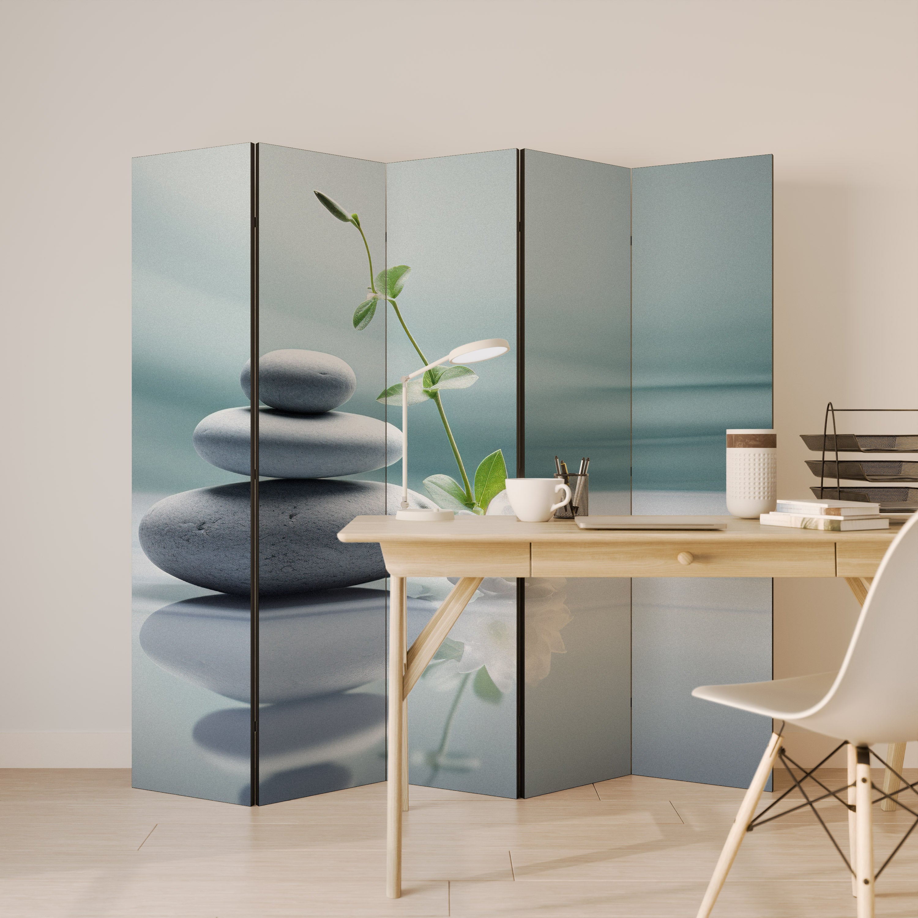 TRANQUIL STONE BALANCE Dekoracyjny parawan 5-skrzydłowy