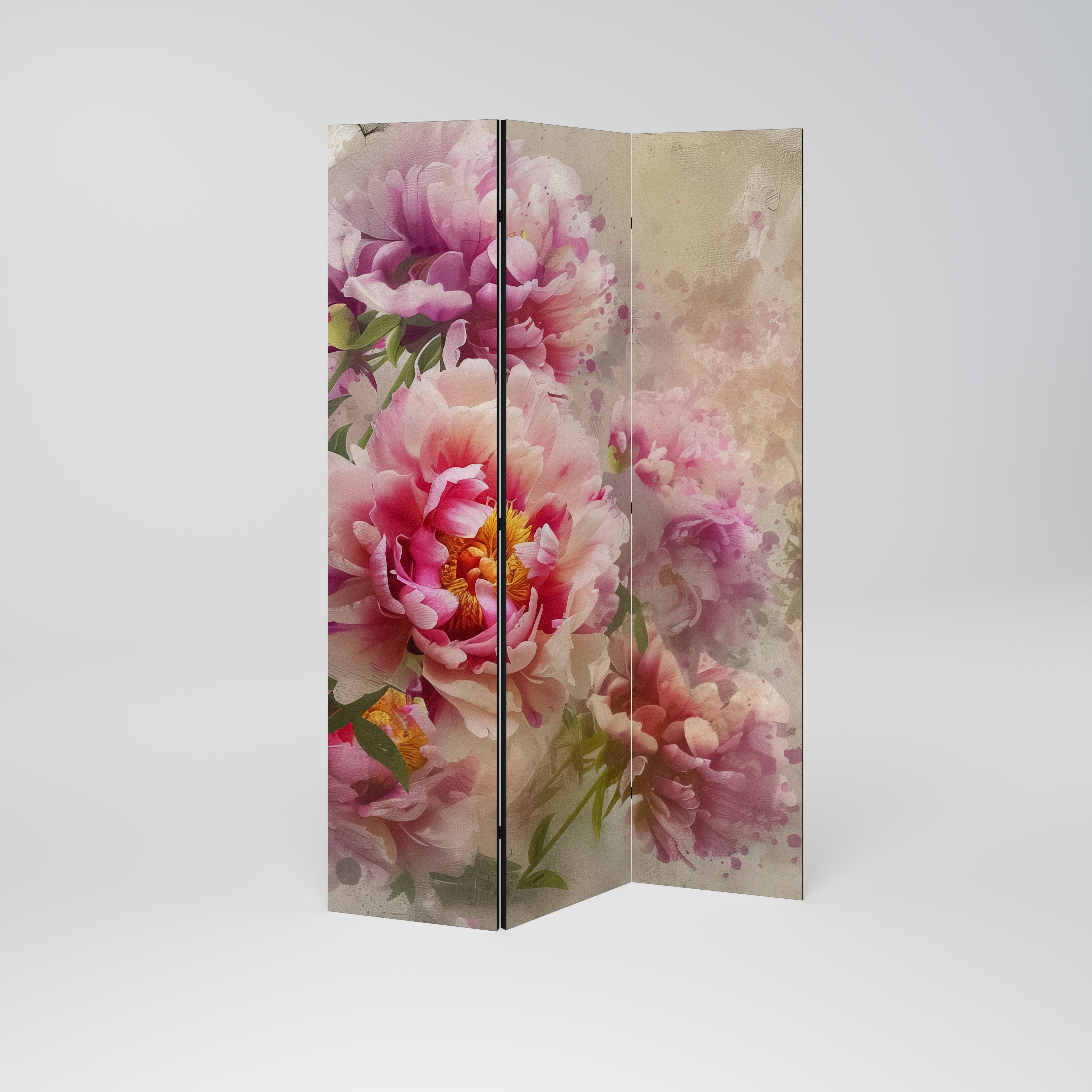 PEONY WHISPER Dekoracyjny parawan 3-skrzydłowy