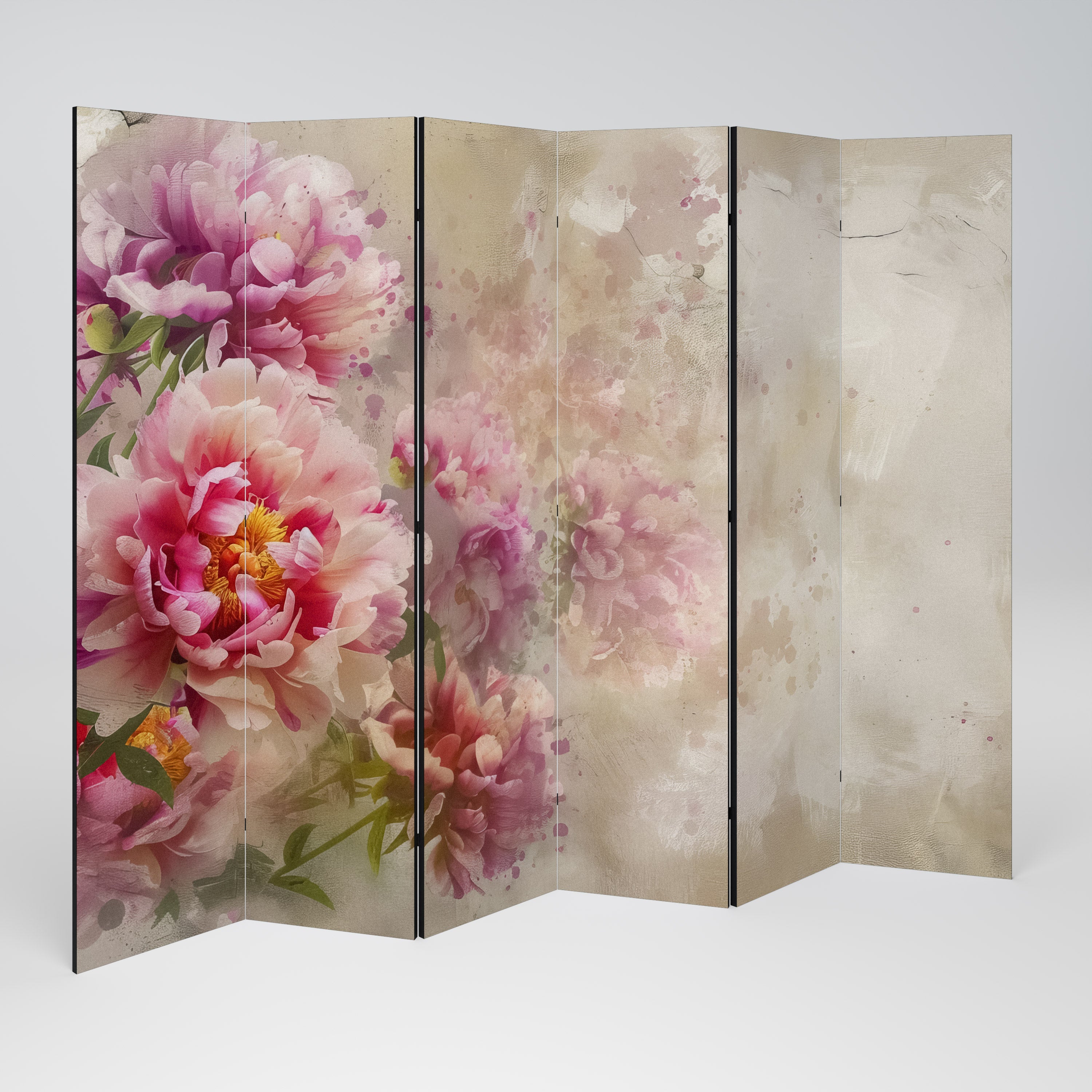 PEONY WHISPER Dekoracyjny parawan 6-skrzydłowy