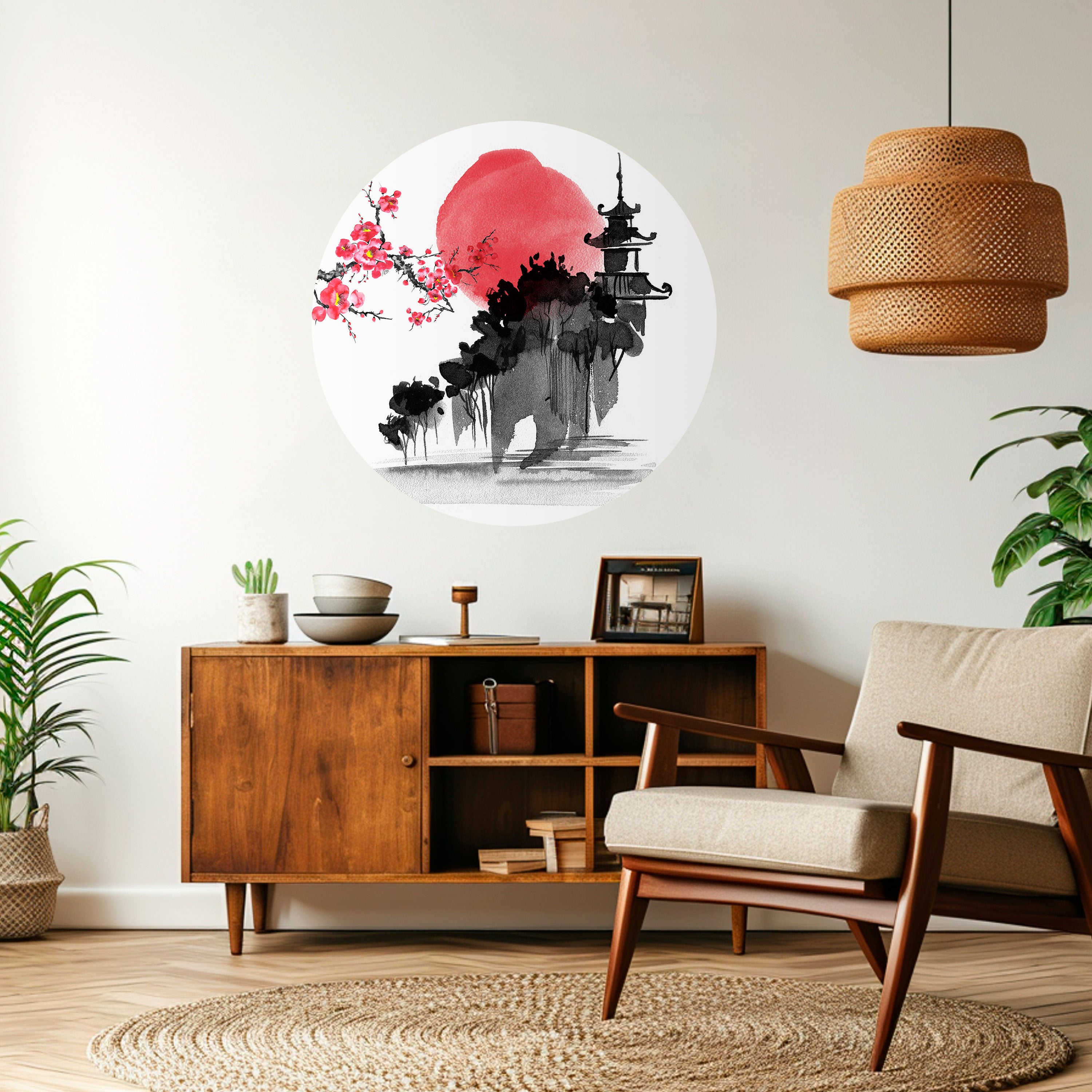 CHERRY SHADOWS Naklejka okrągła