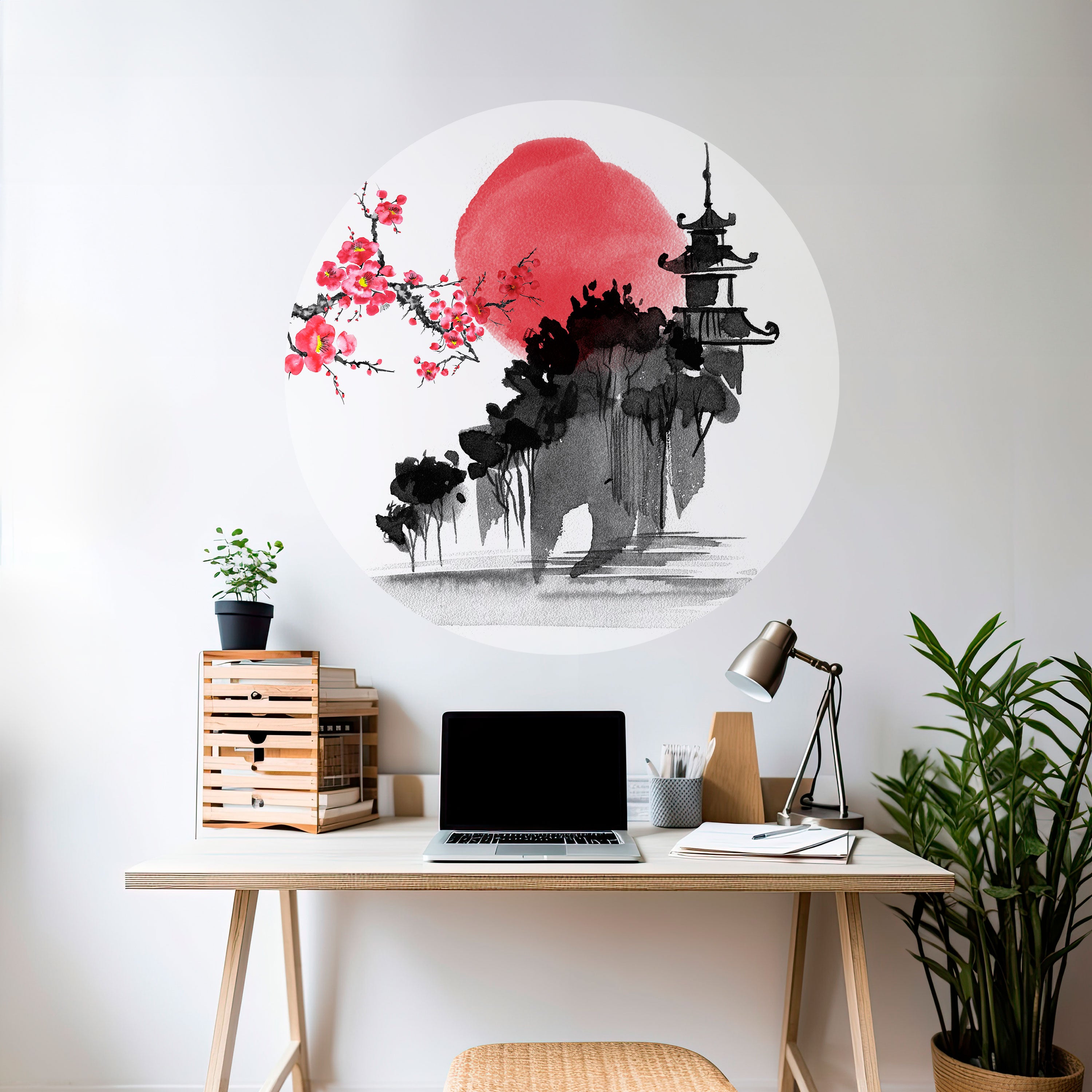 CHERRY SHADOWS Naklejka okrągła