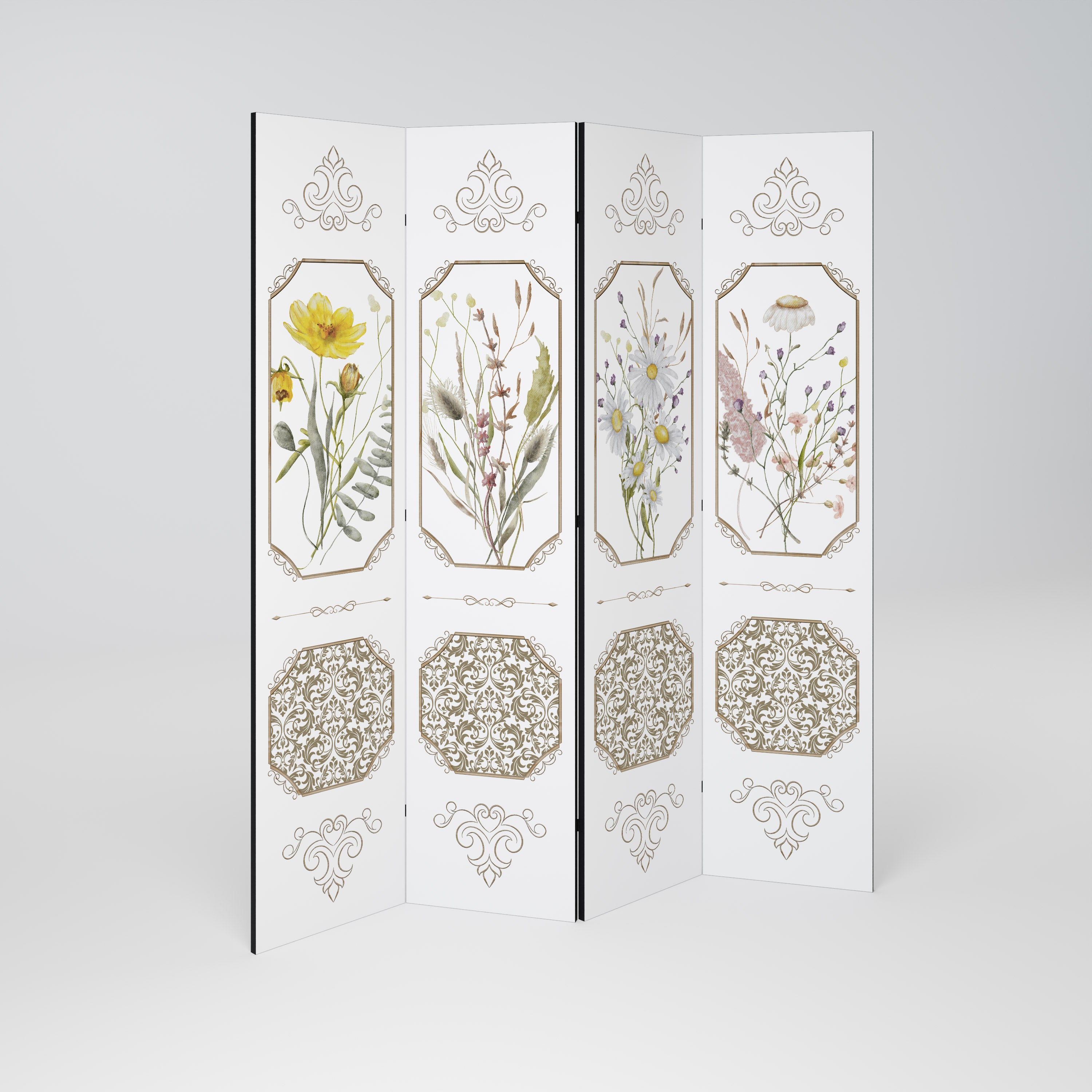 ELEGANT BOTANICAL TAPESTRY Dekoracyjny parawan 4-skrzydłowy