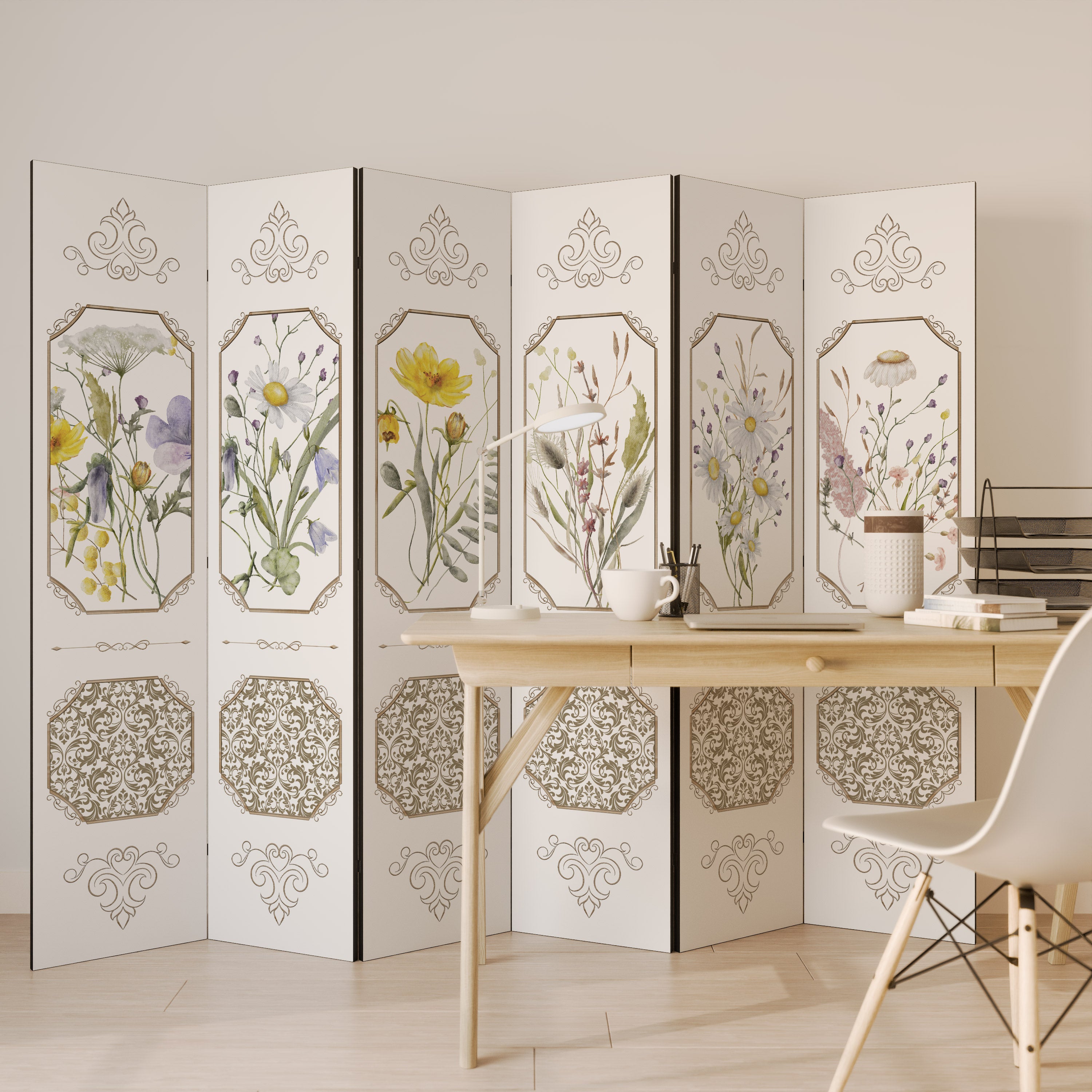ELEGANT BOTANICAL TAPESTRY Dekoracyjny parawan 6-skrzydłowy