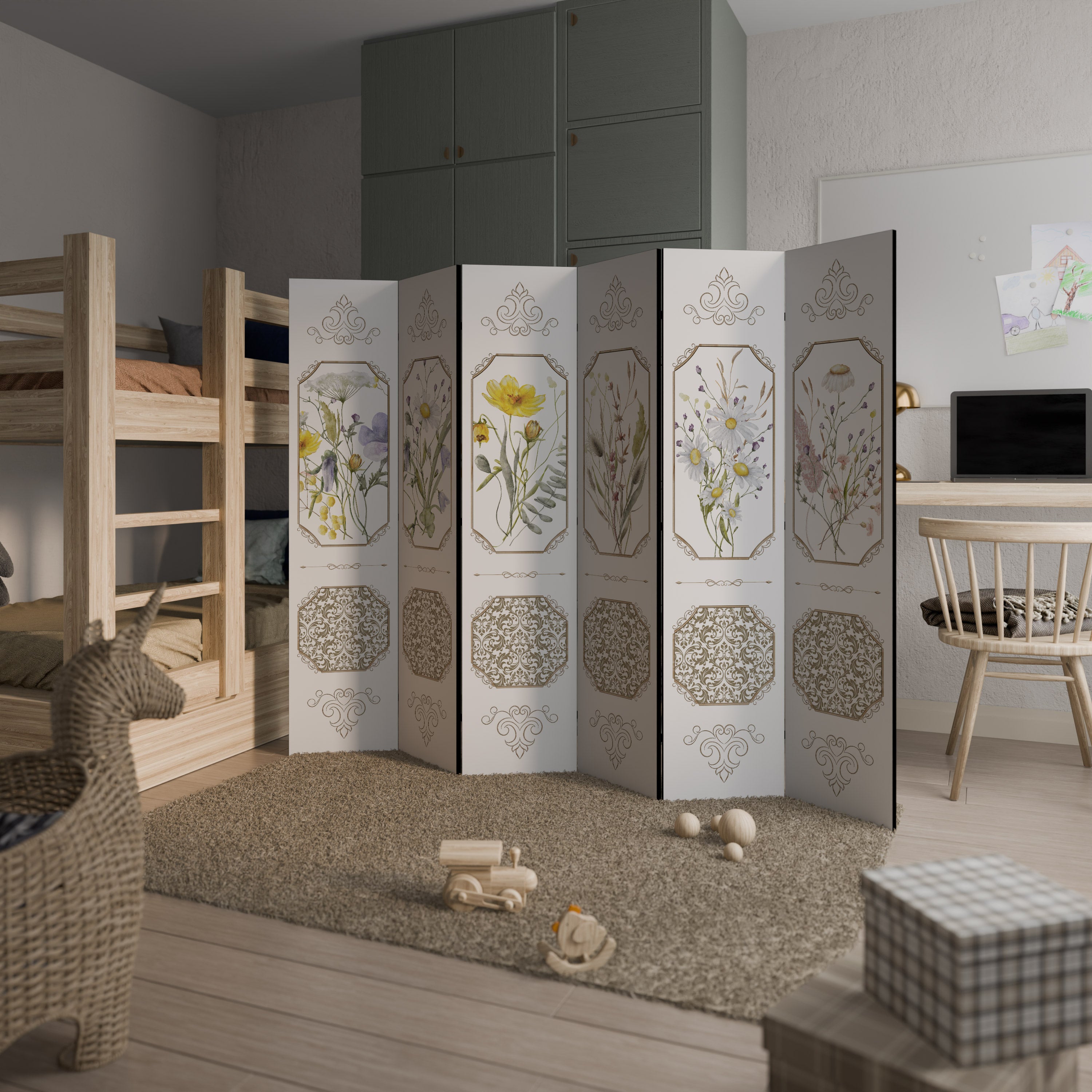 ELEGANT BOTANICAL TAPESTRY Dekoracyjny parawan 6-skrzydłowy