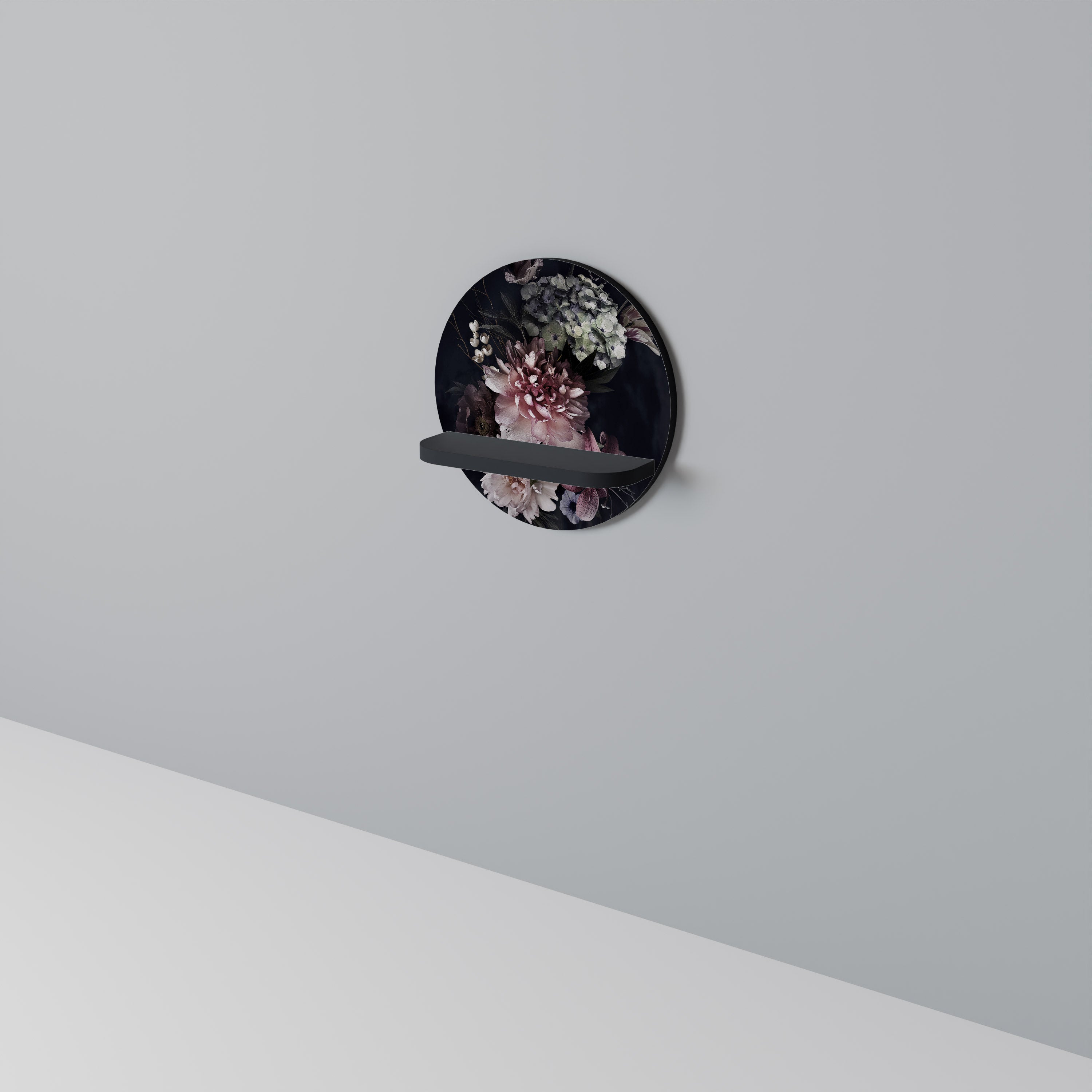 PURE BLOSSOM Półka okrągła Czarna