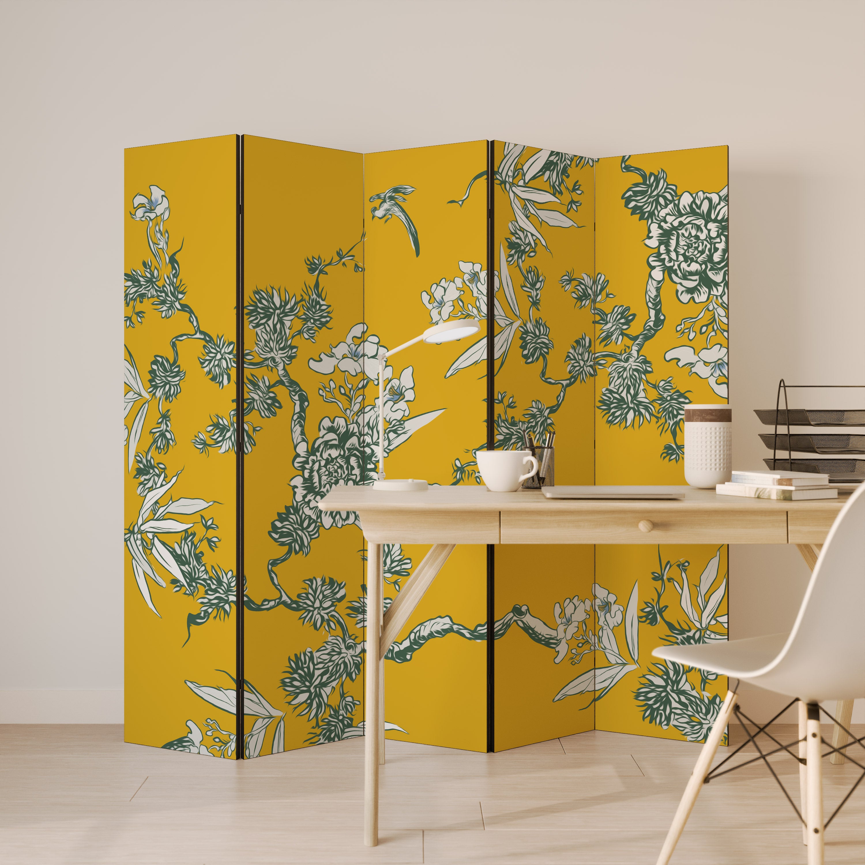 YELLOW CHINOISERIE Dekoracyjny parawan 5-skrzydłowy