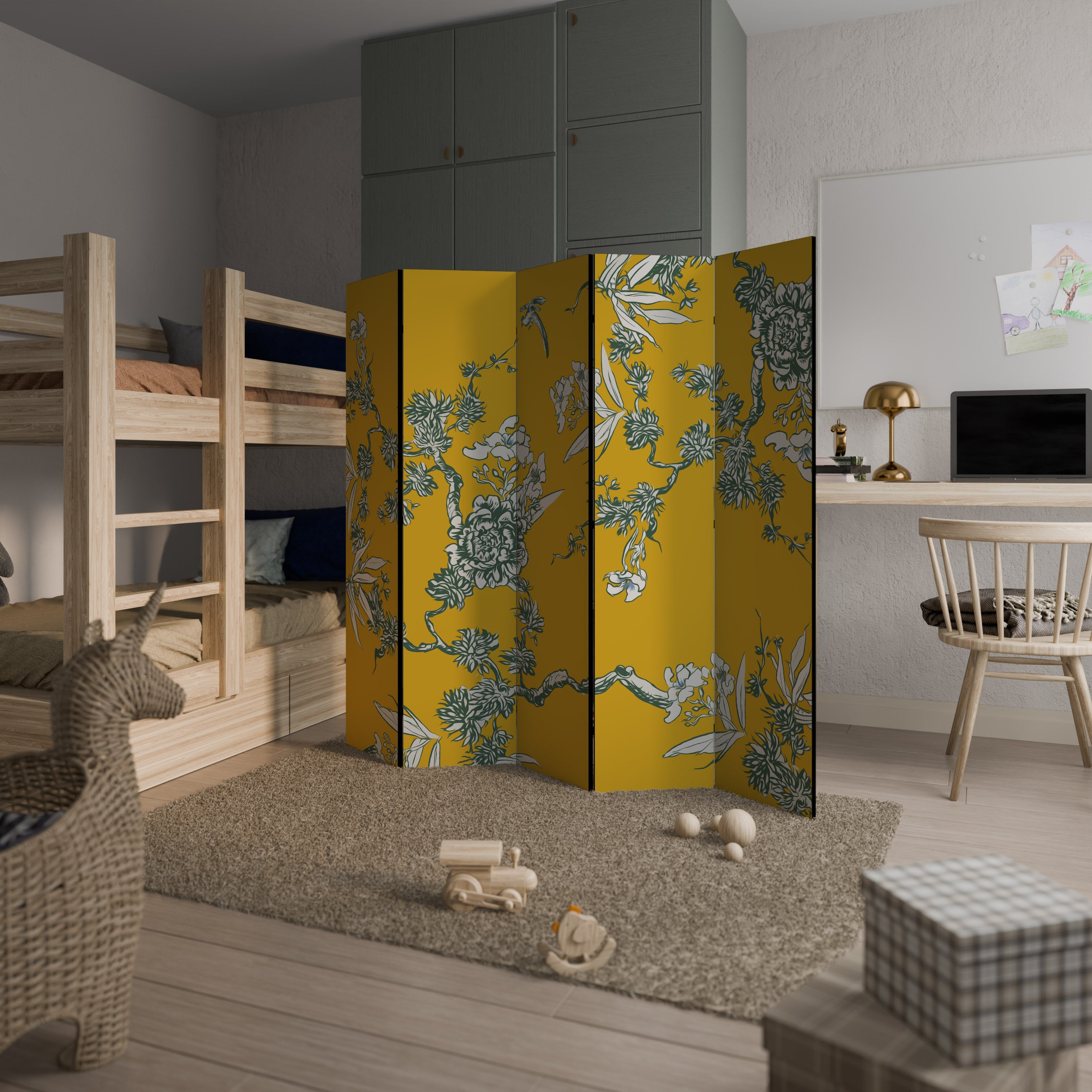 YELLOW CHINOISERIE Dekoracyjny parawan 5-skrzydłowy