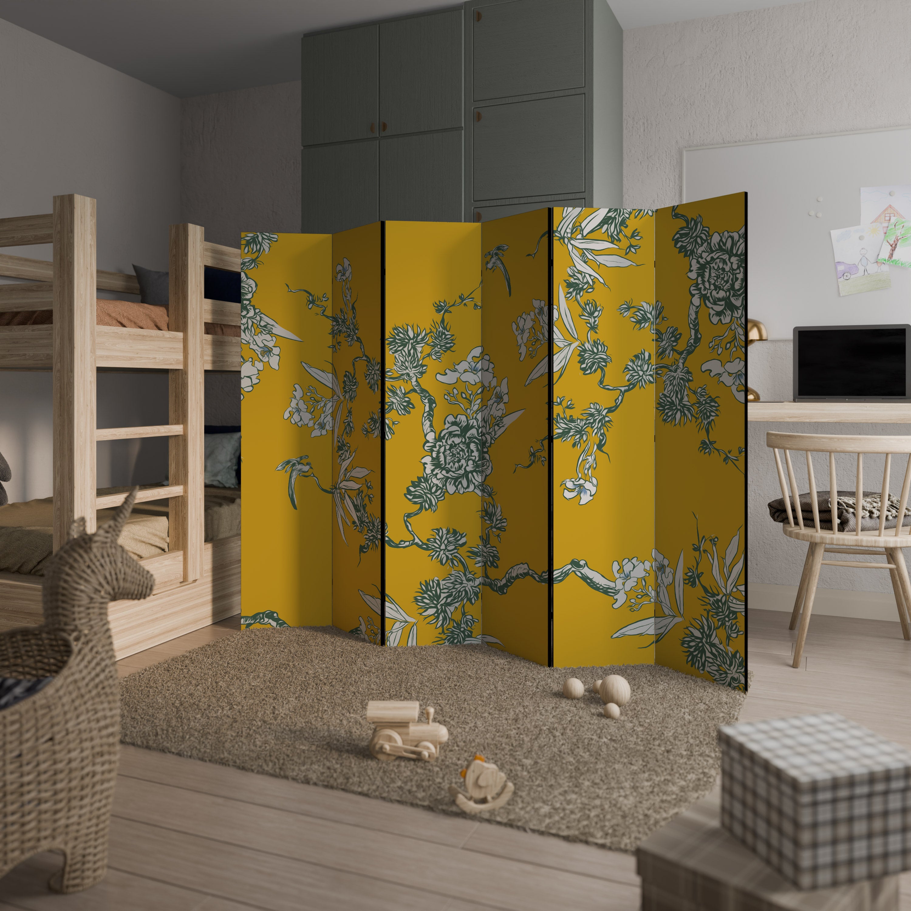 YELLOW CHINOISERIE Dekoracyjny parawan 6-skrzydłowy