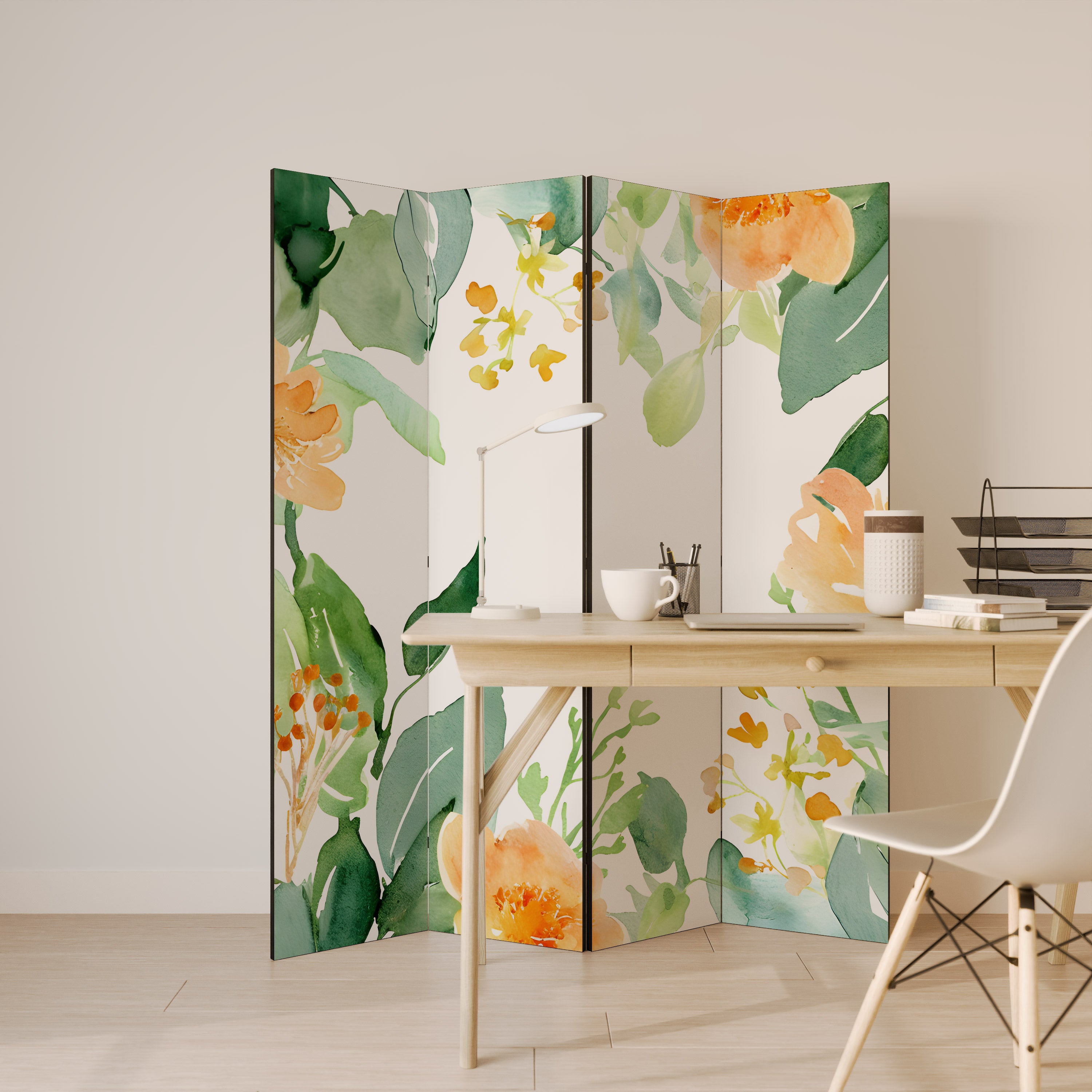 FLORAL SERENITY SPLIT Dekoracyjny parawan 4-skrzydłowy