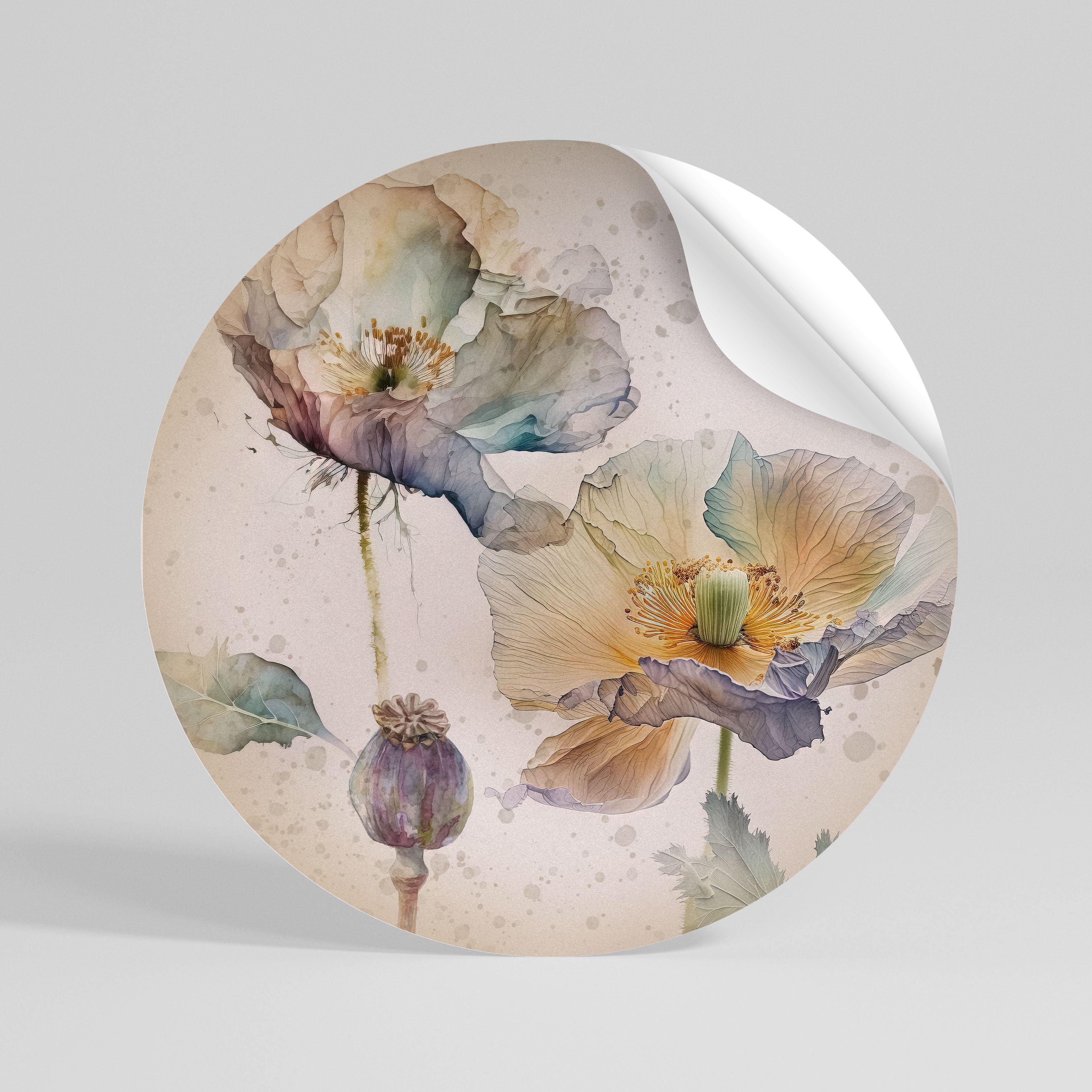 SOFTEN POPPY Naklejka - okrągła