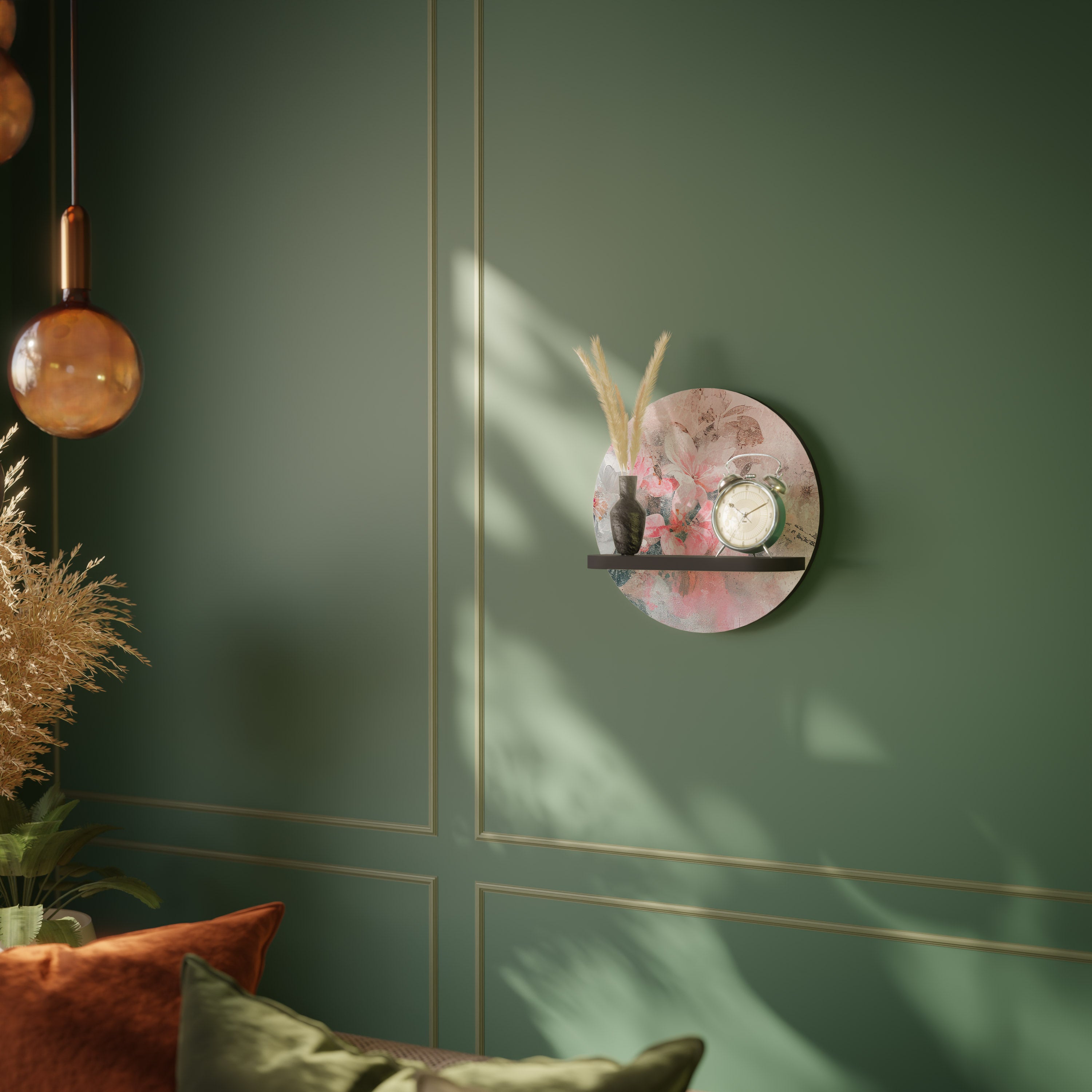 CHERRY BLOSSOM Półka okrągła Czarna