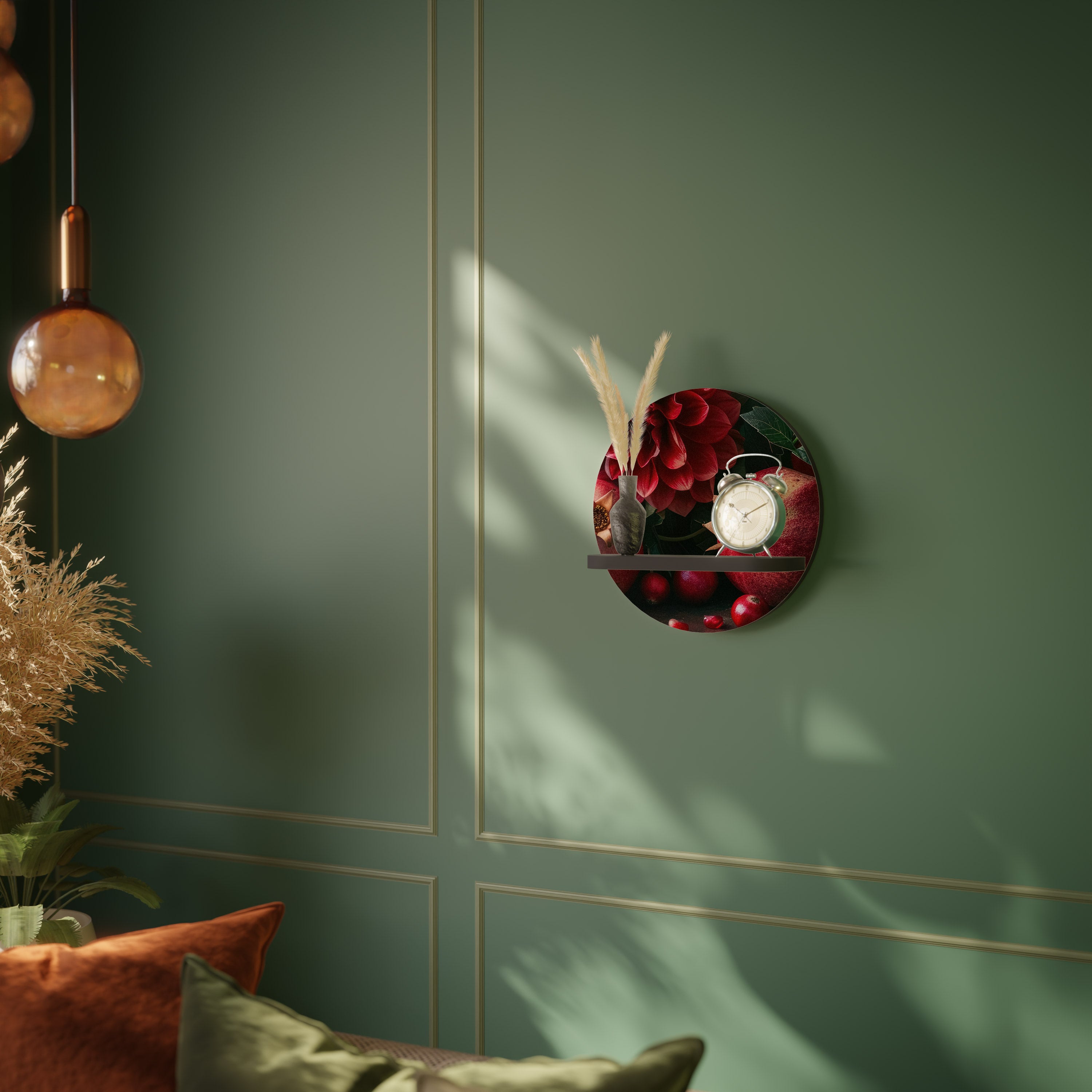 DAHLIAS AND POMEGRANATES Półka okrągła Czarna